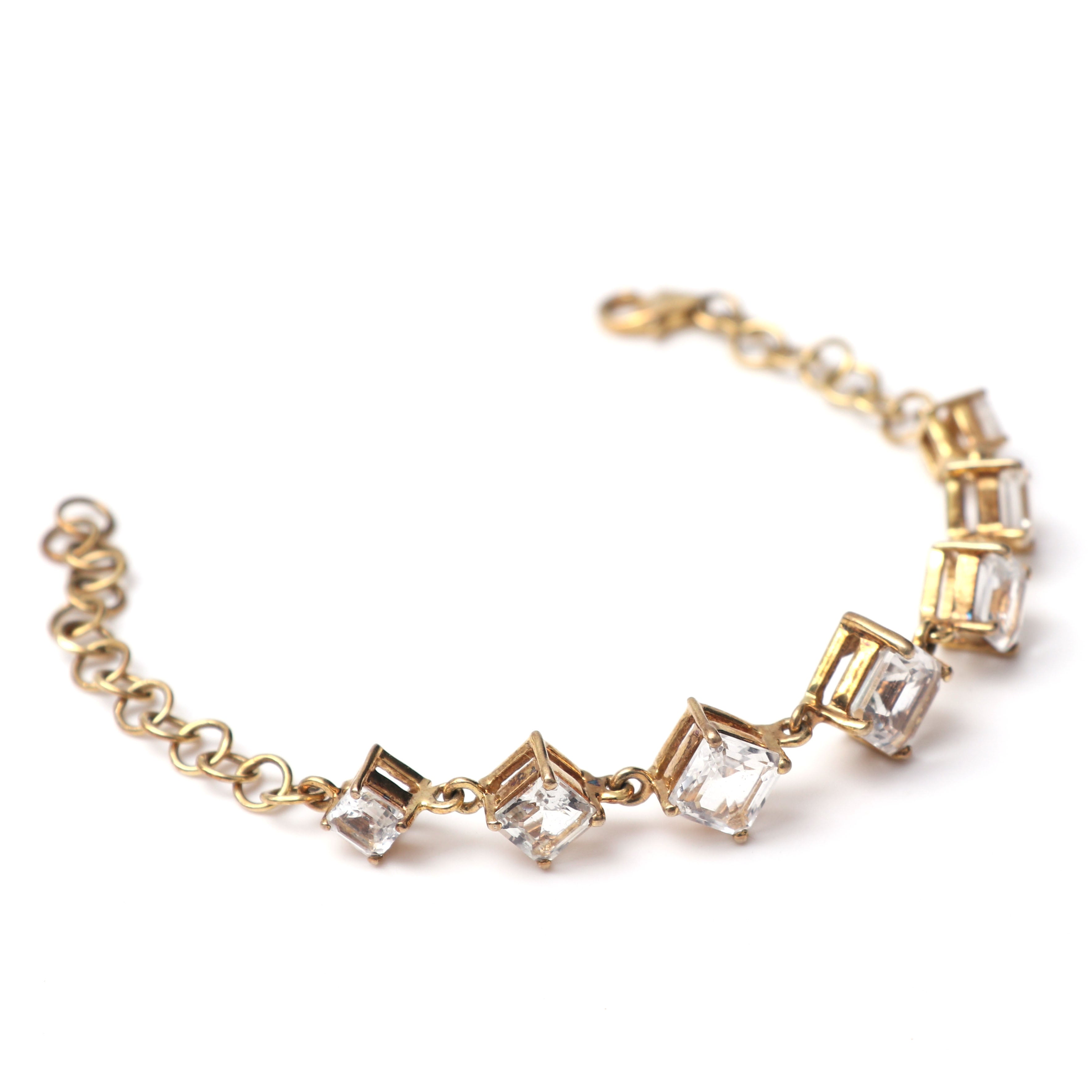 Natural White Topaz Silver Bracelet