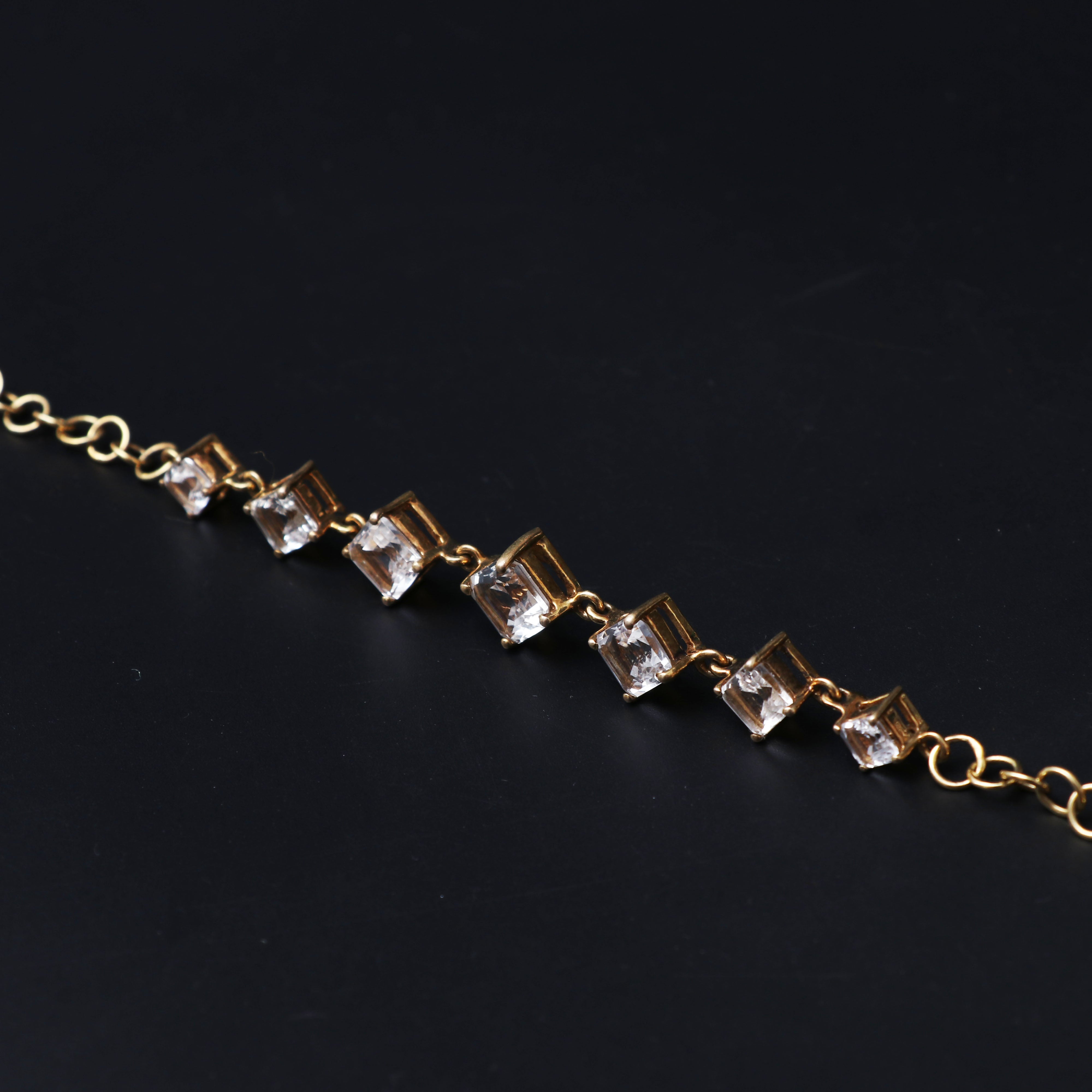 Natural White Topaz Silver Bracelet