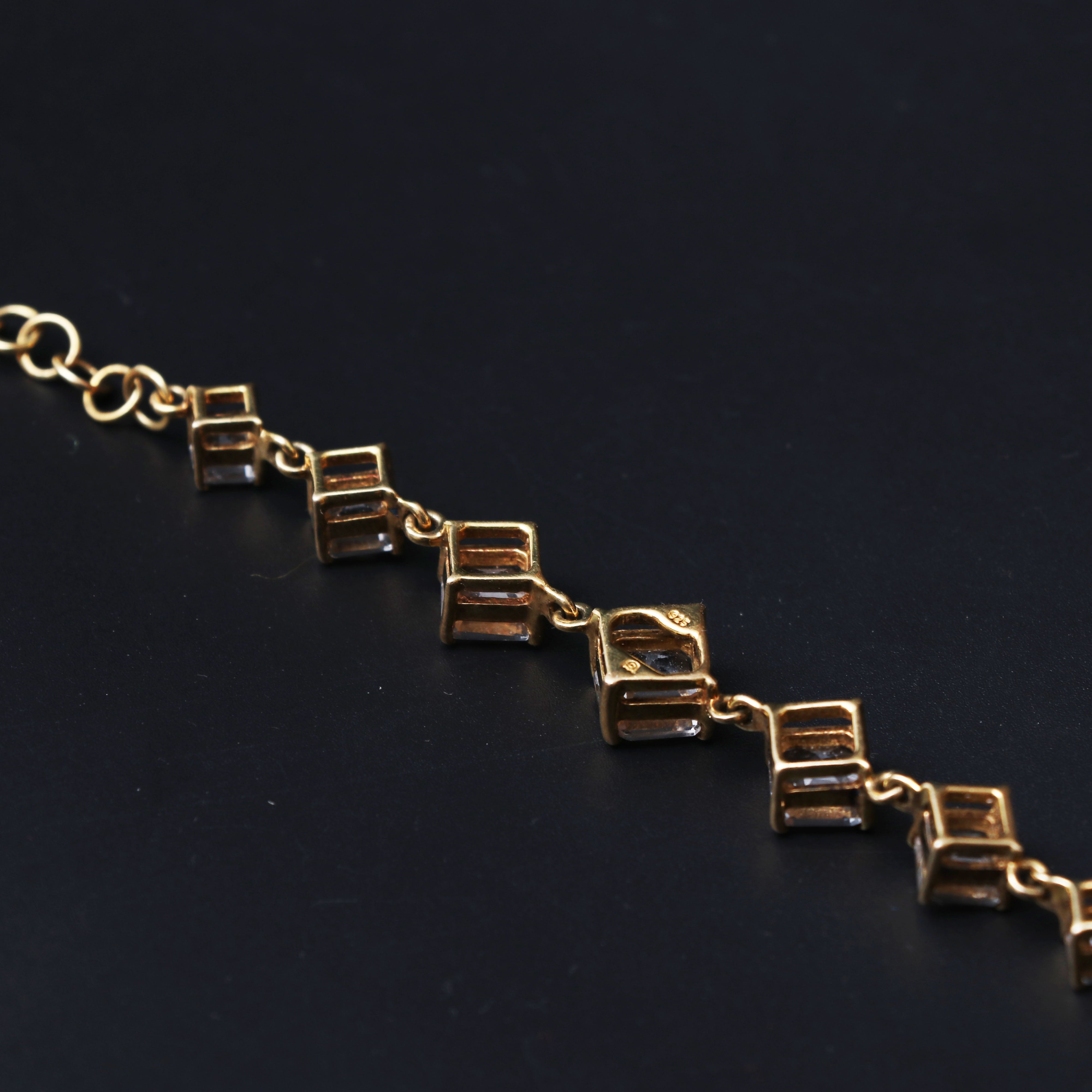 Natural White Topaz Silver Bracelet