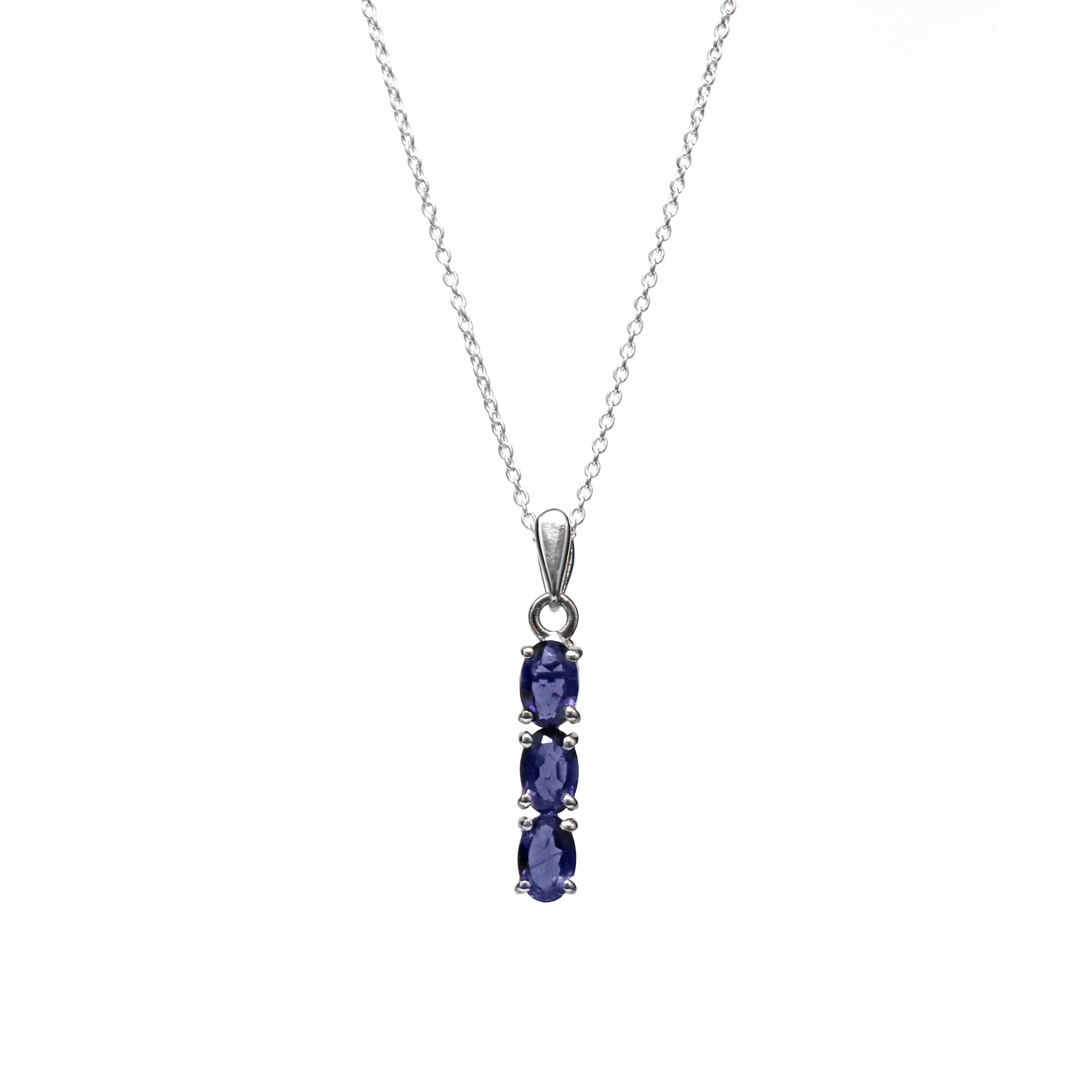 Natural Iolite Pendant With Chain