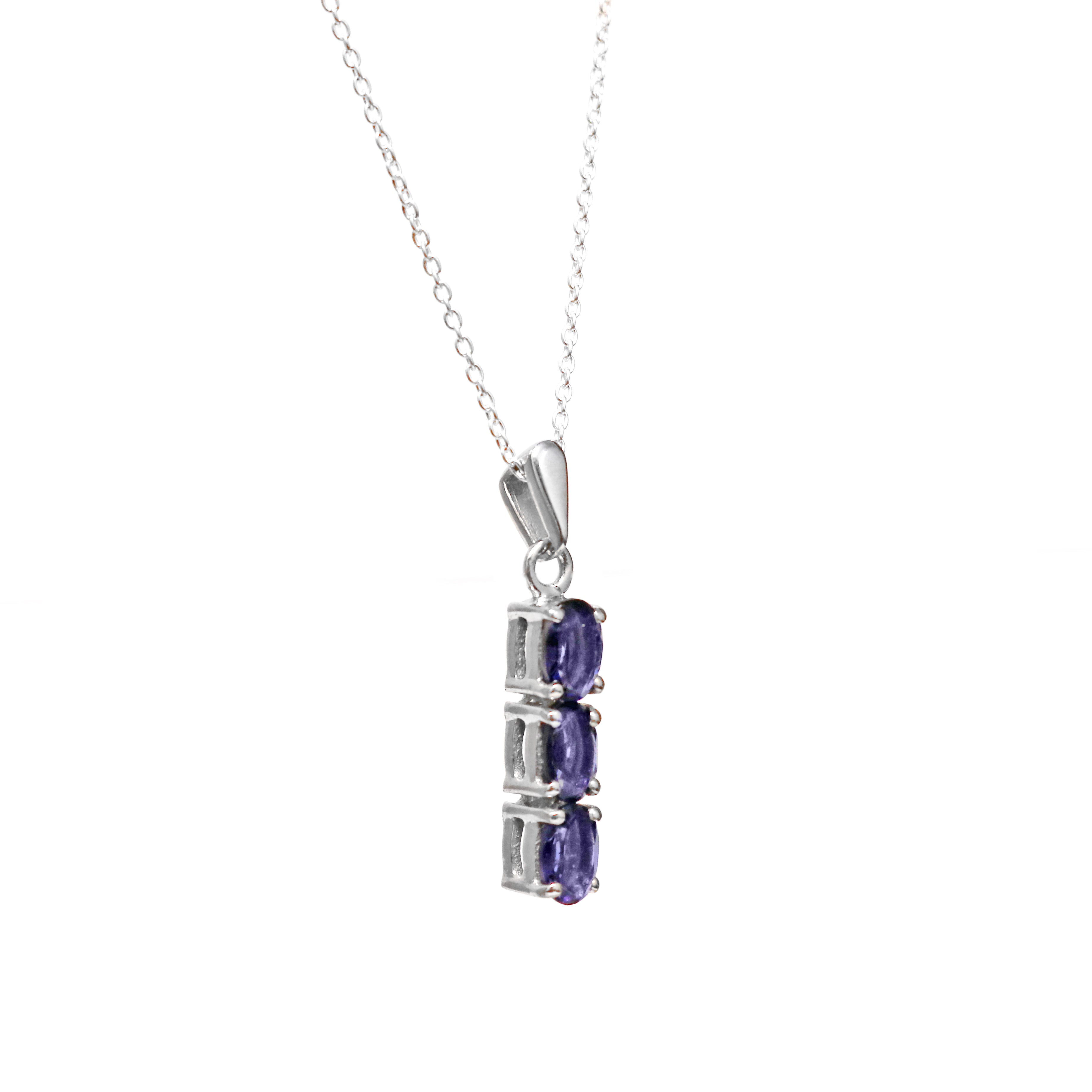 Natural Iolite Pendant With Chain