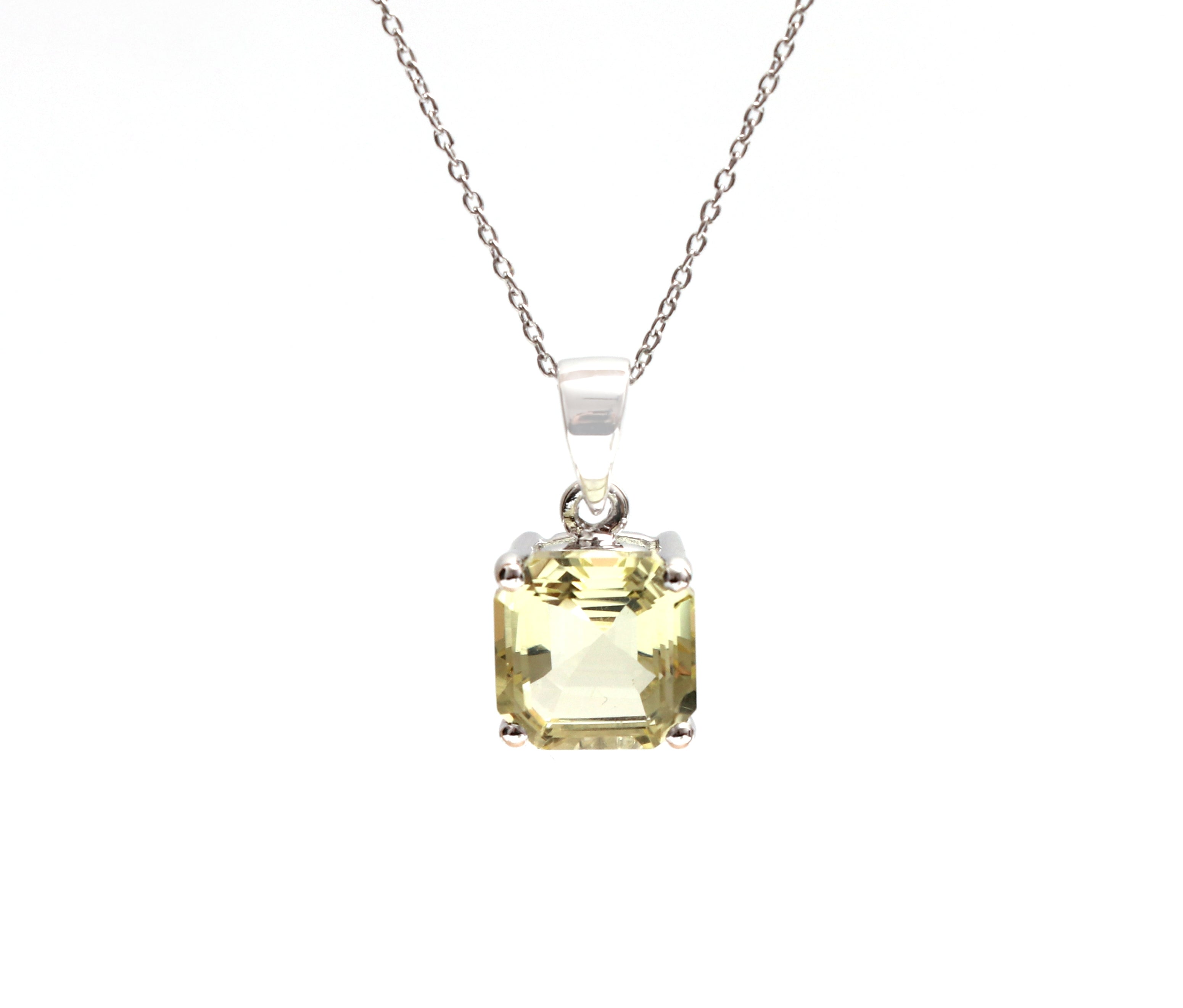 Lemon Quartz Pendant With Chain