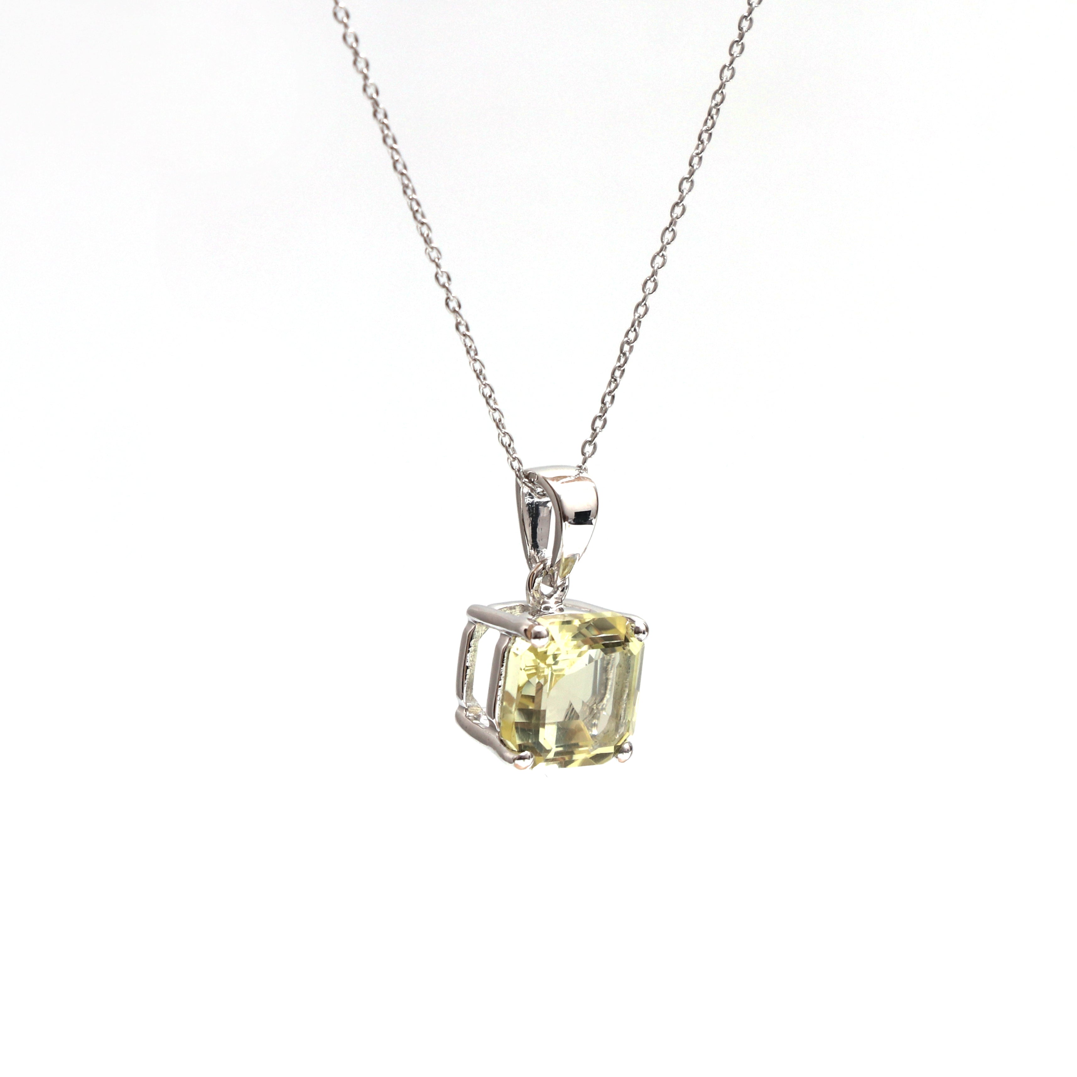 Lemon Quartz Pendant With Chain