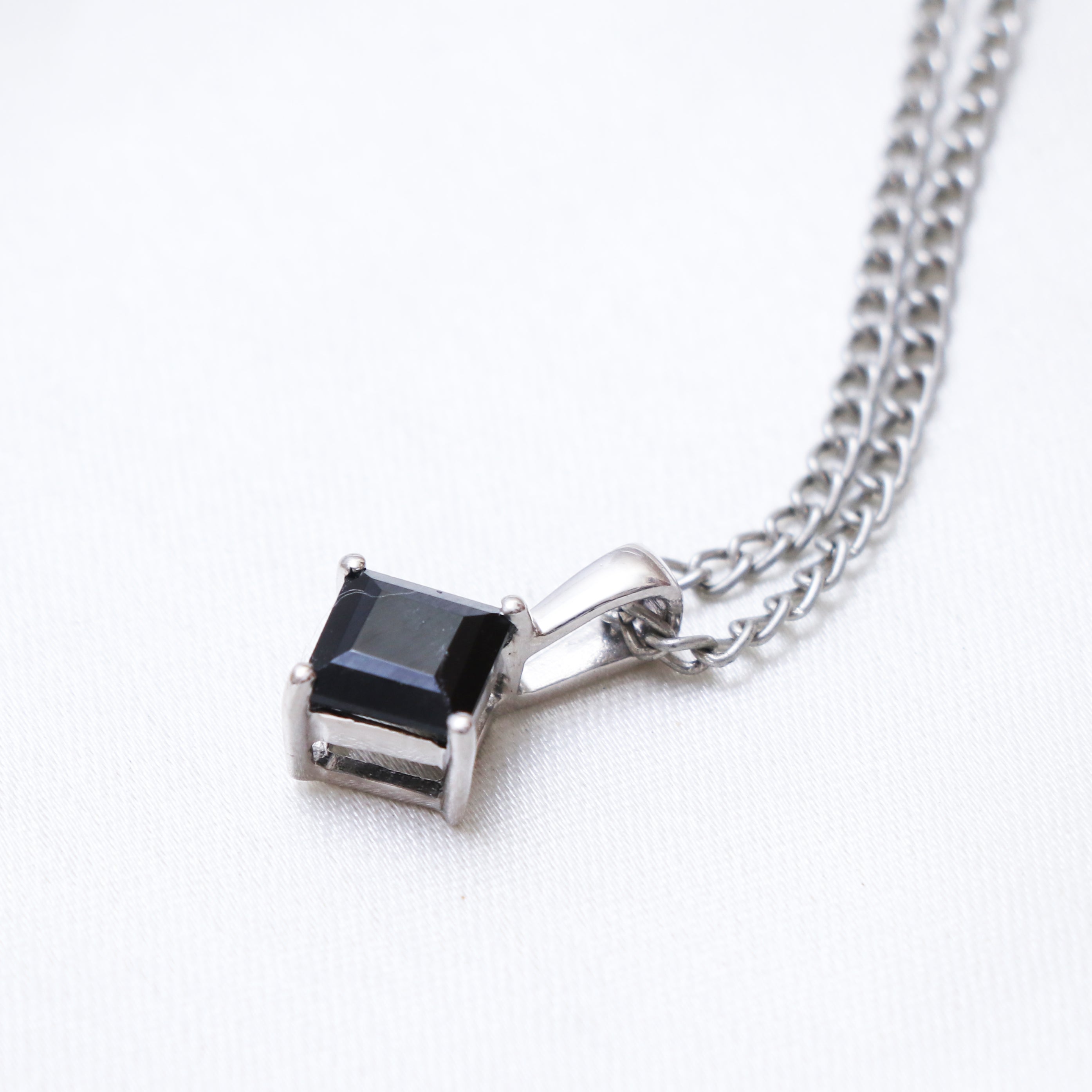 Black Spinel Square Pendant