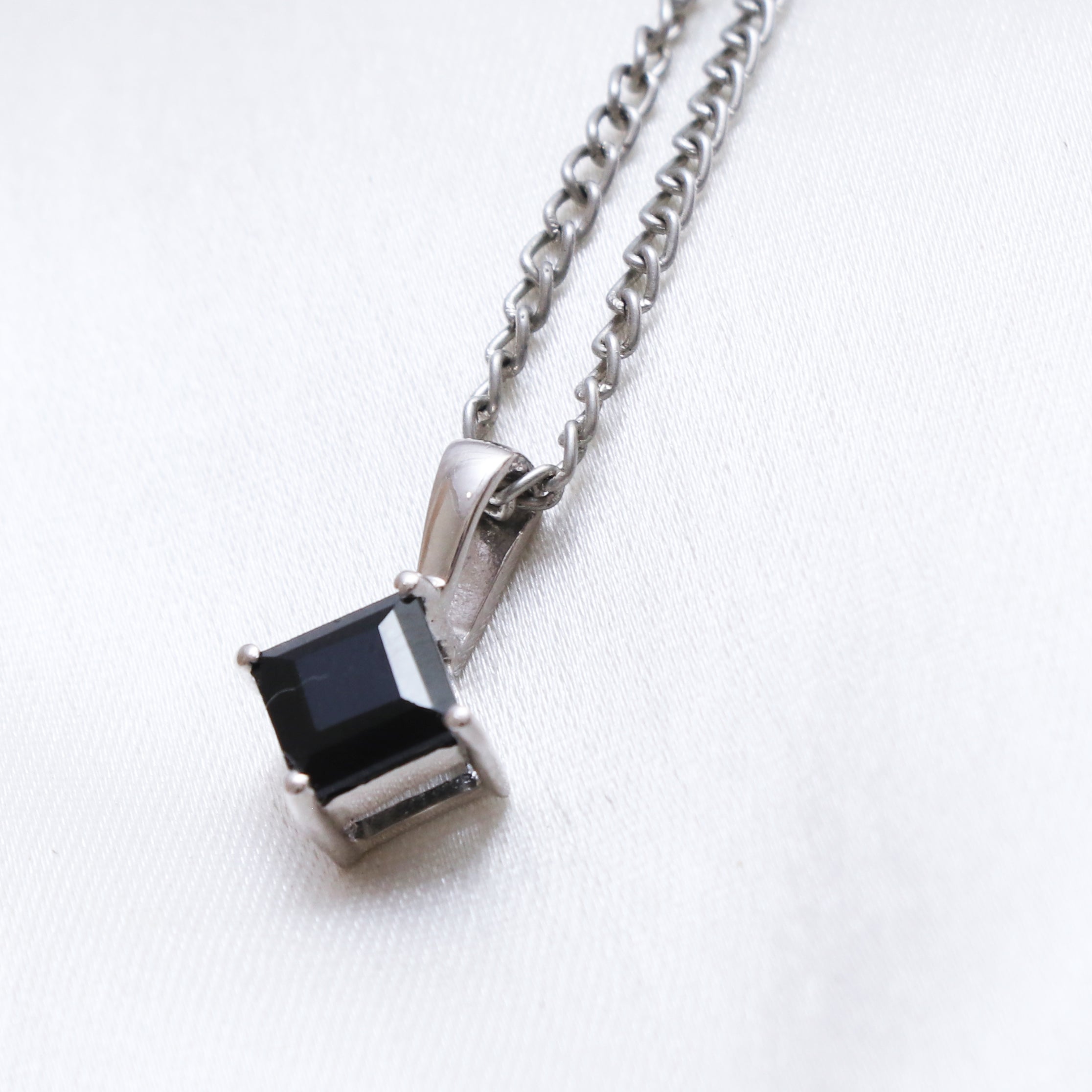Black Spinel Square Pendant