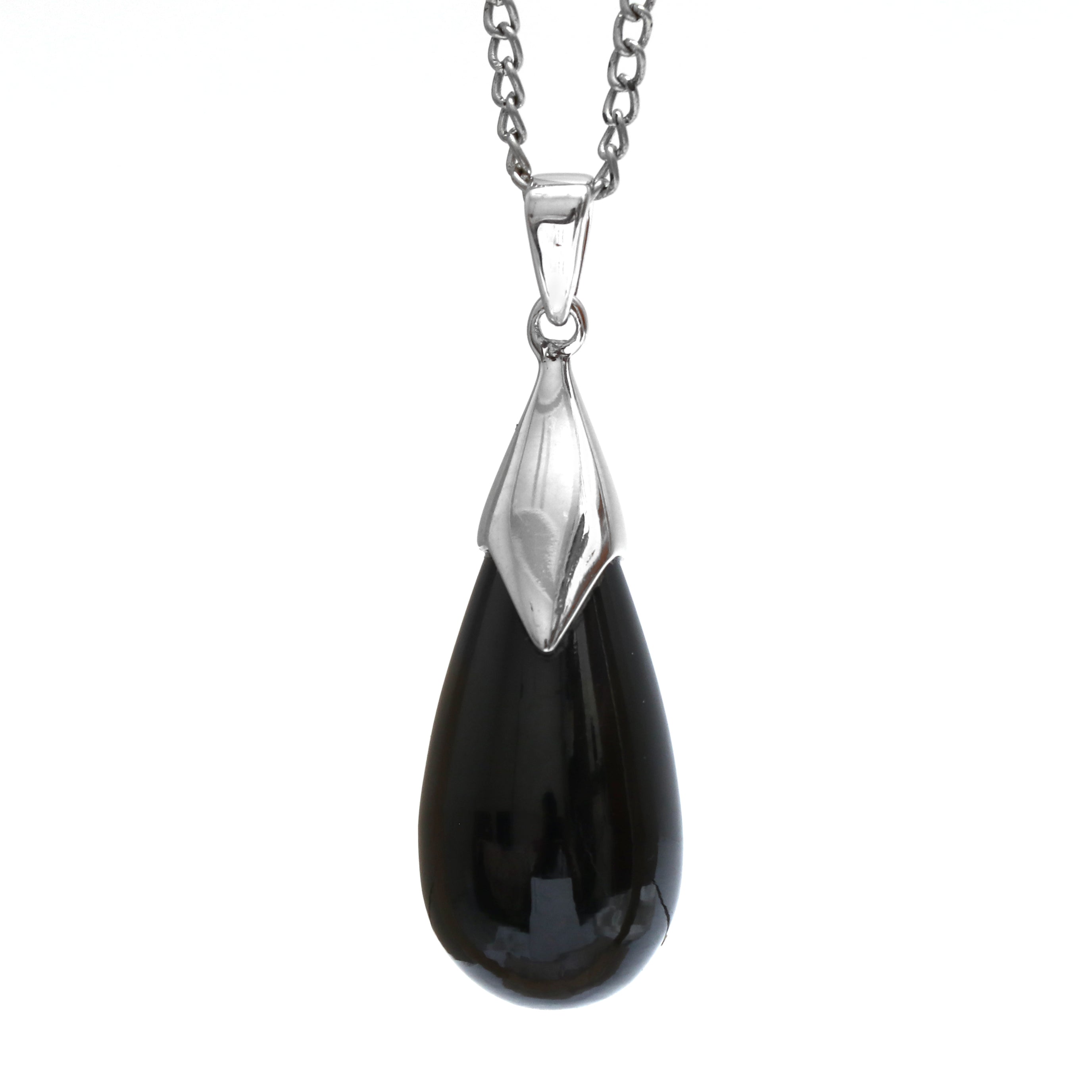 Pure Drop Natural Black Spinel Pendant
