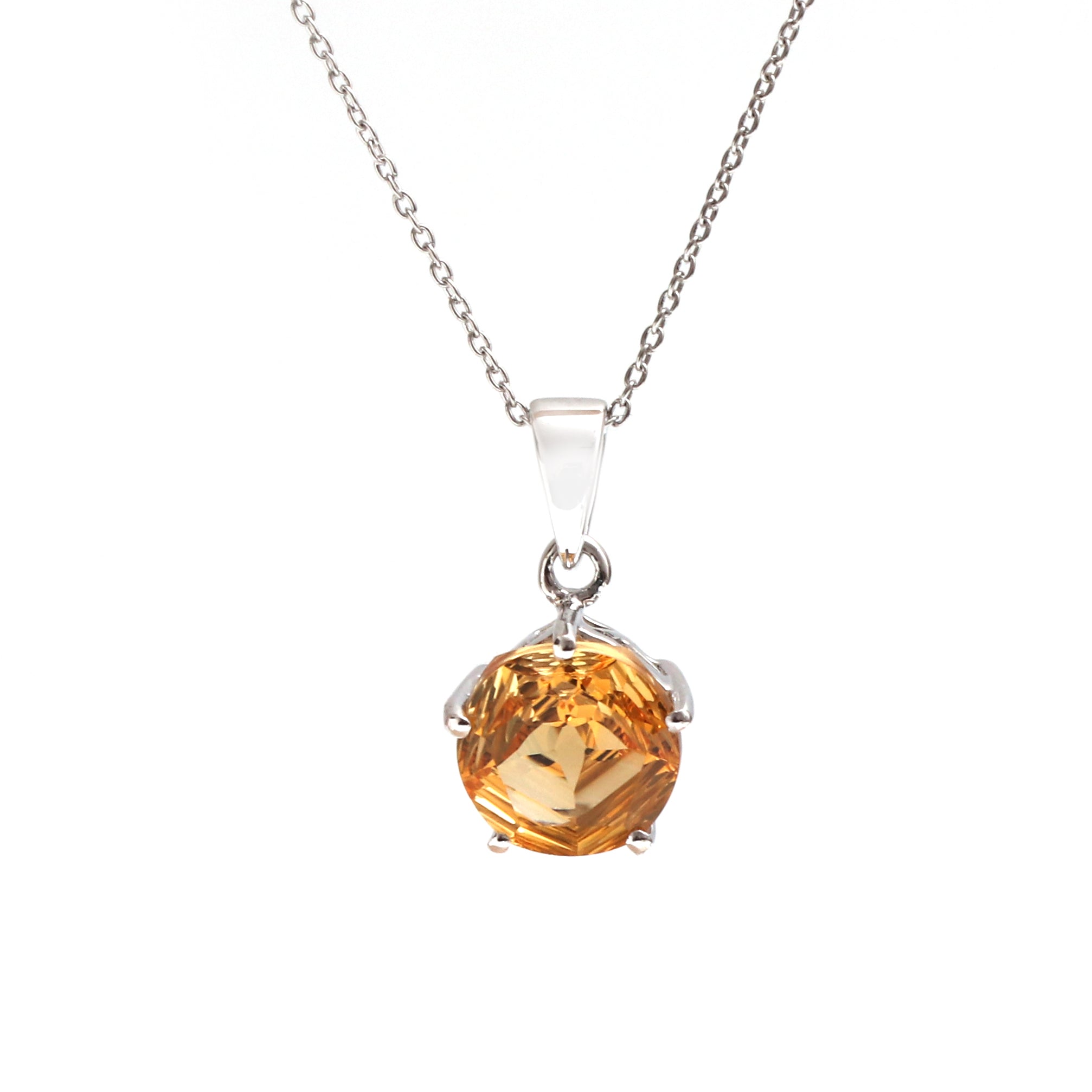 Honey Quartz Pendant With Chain