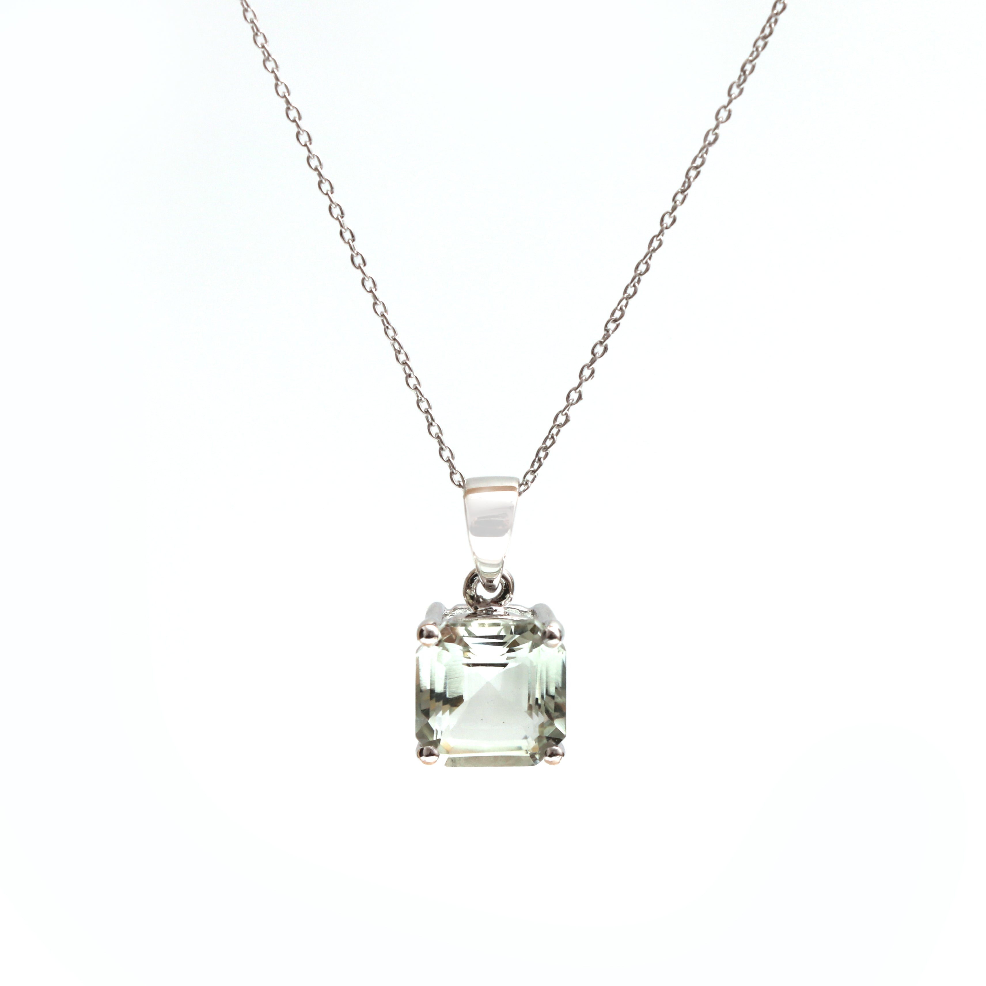 Quartz Cushion Pendant With Chain