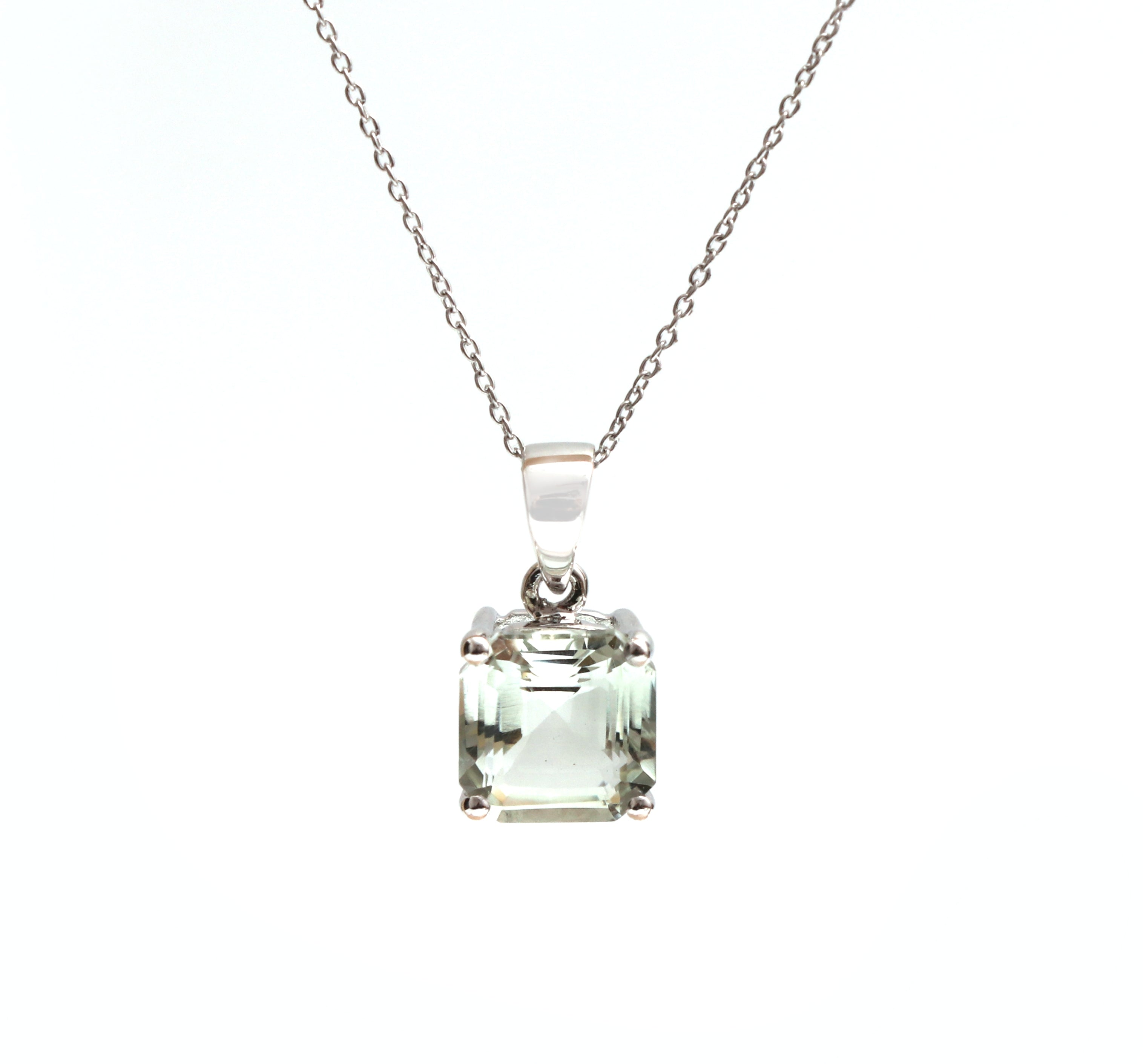 Quartz Cushion Pendant With Chain