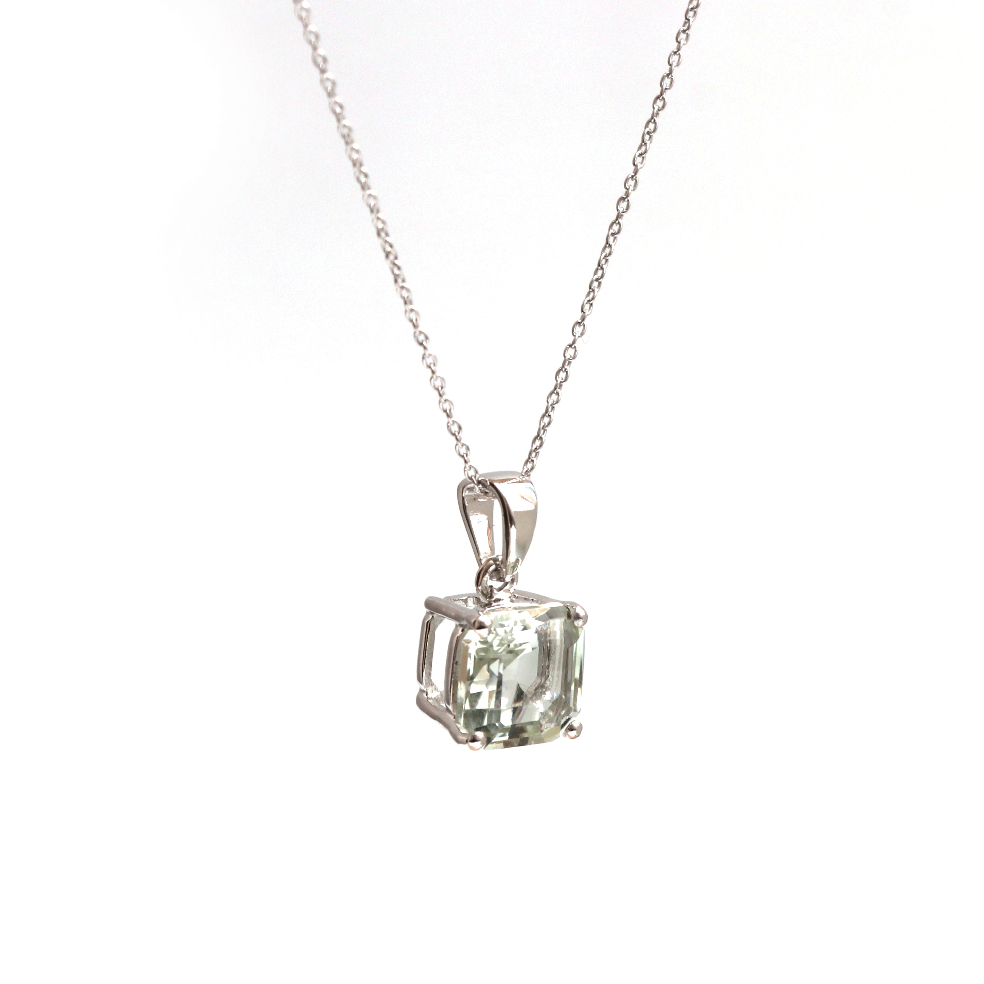 Quartz Cushion Pendant With Chain