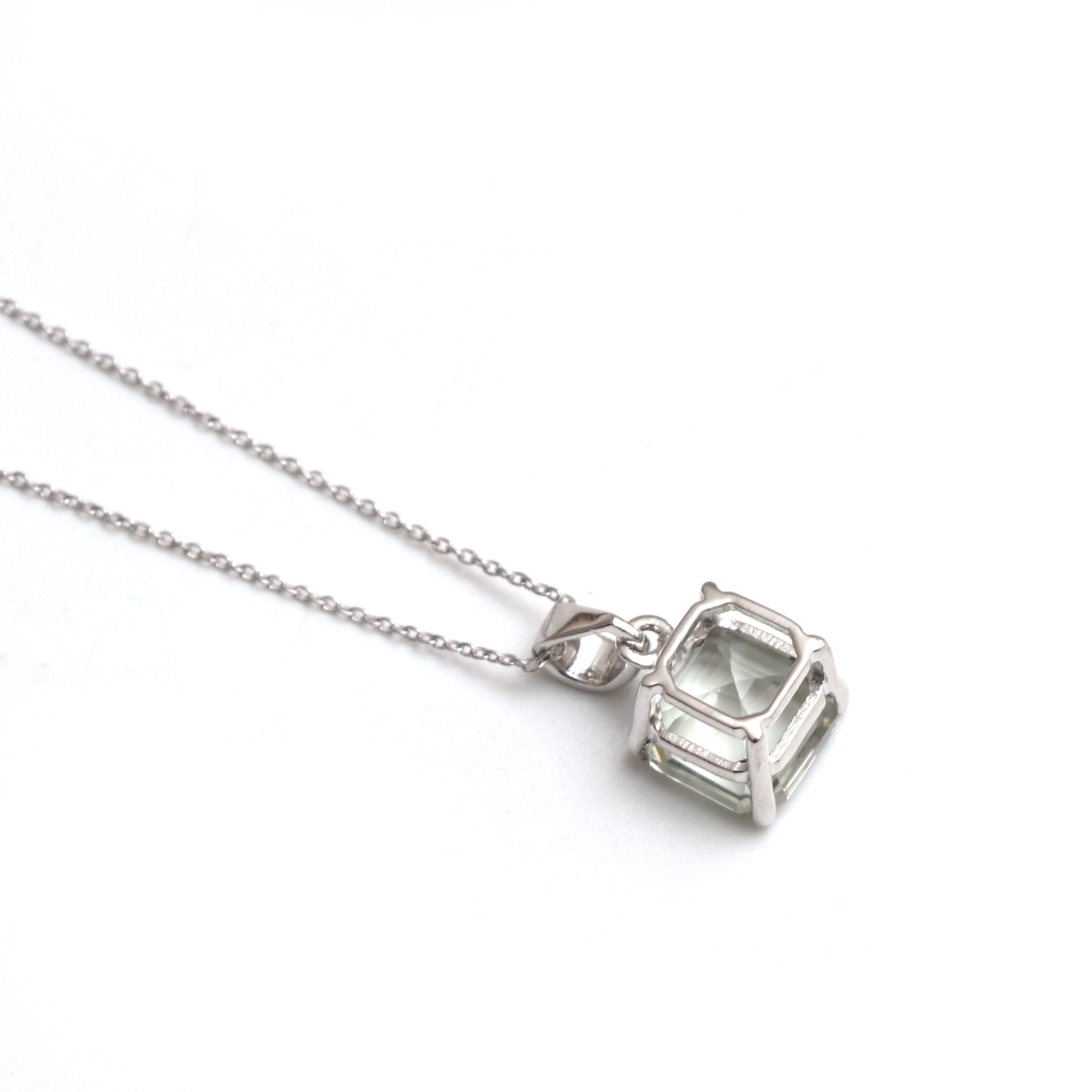 Quartz Cushion Pendant With Chain