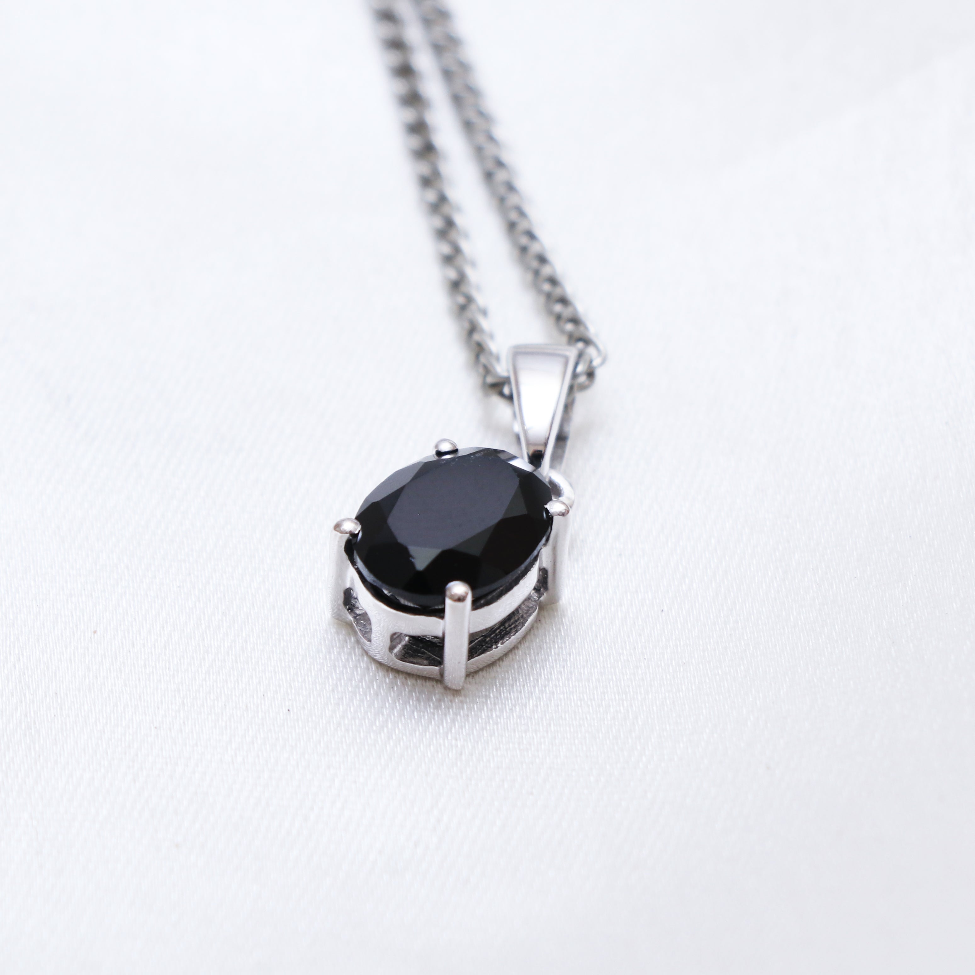 Natural Black Spinel Oval Pendant