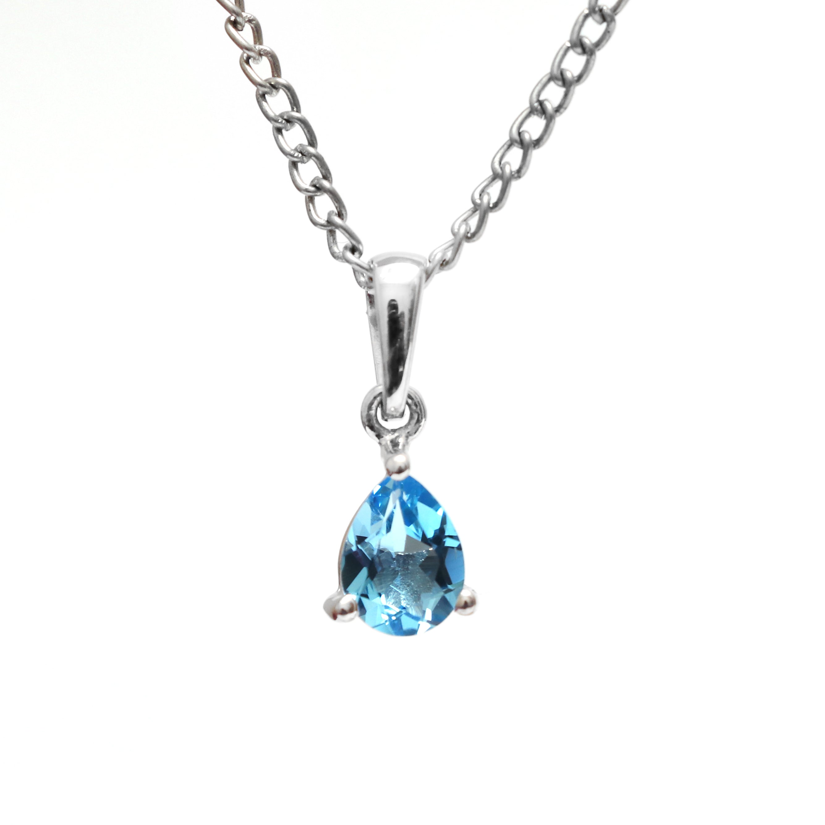 Swiss Blue Topaz Pendant With Chain
