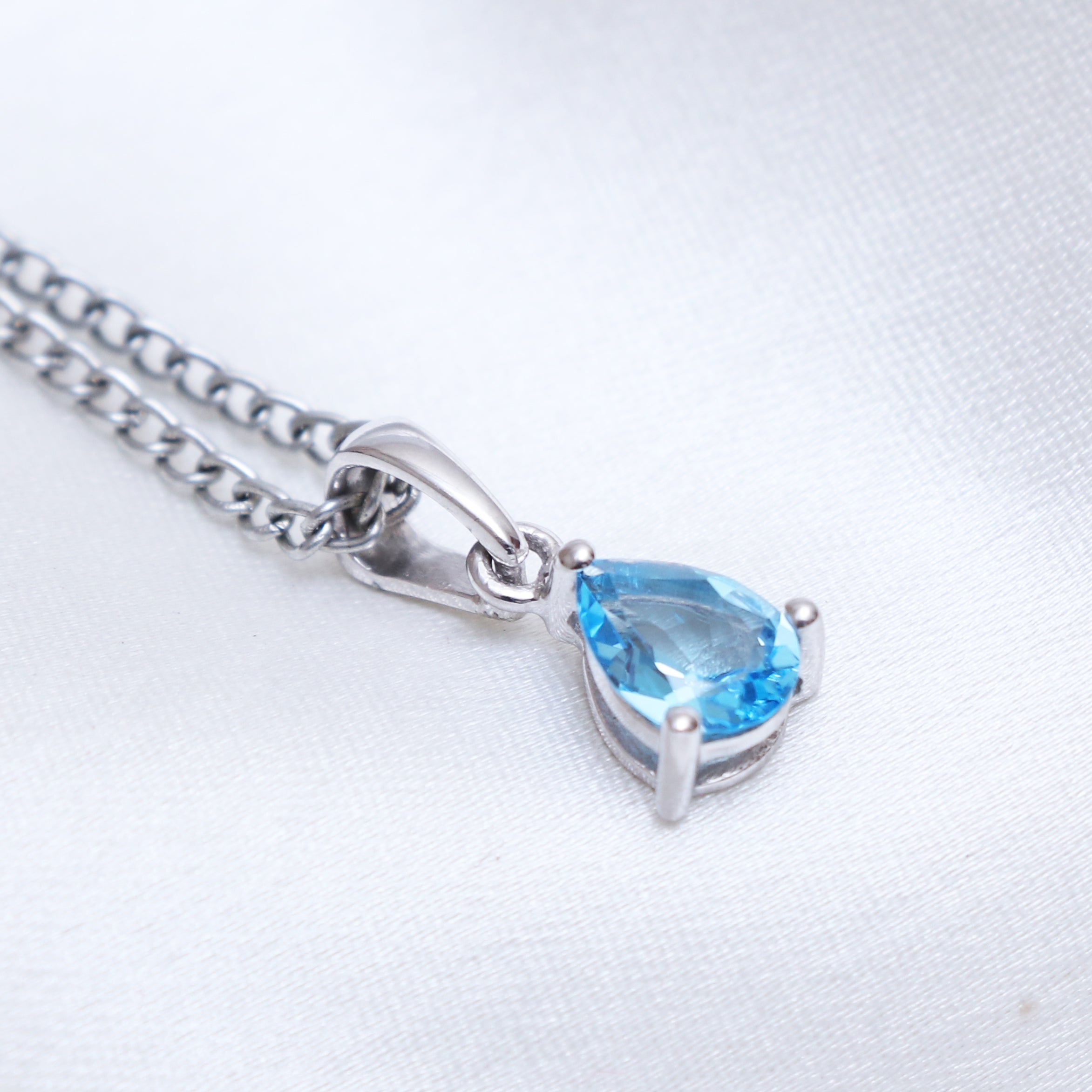 Swiss Blue Topaz Pendant With Chain