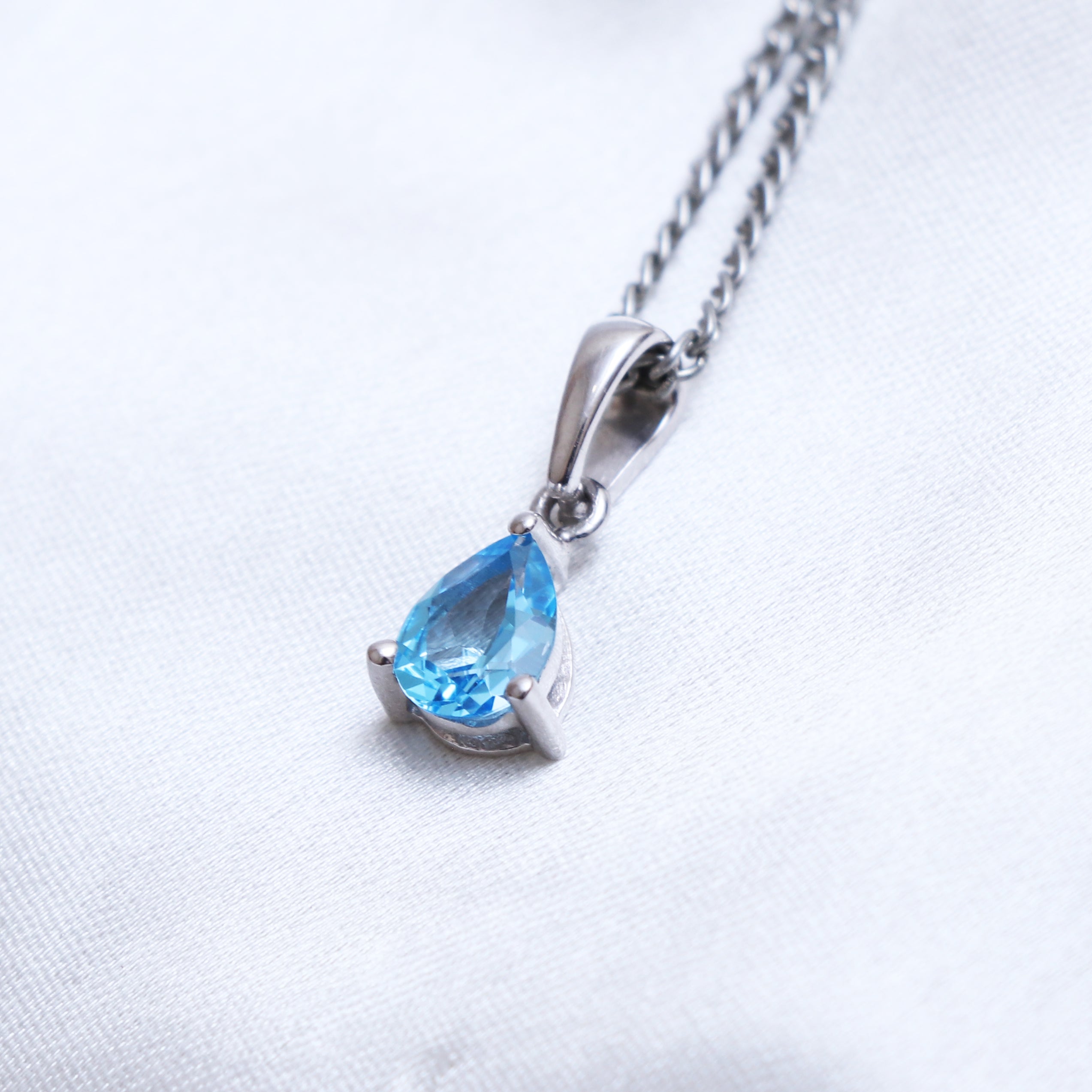 Swiss Blue Topaz Pendant With Chain