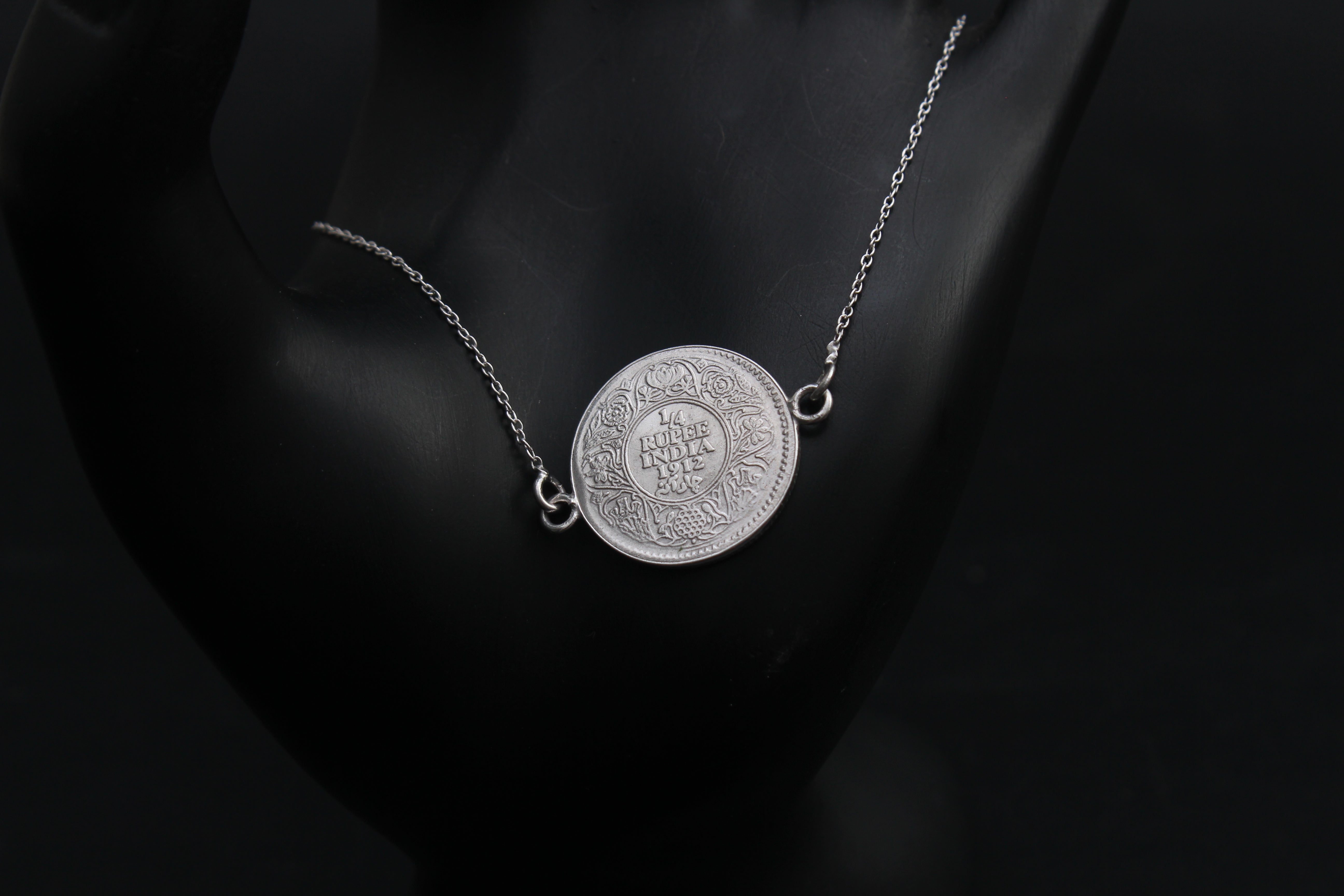 1/4 Rupee India 1938 George VI King Emperor Silver Coin Bracelet - Limited to 50 Pcs