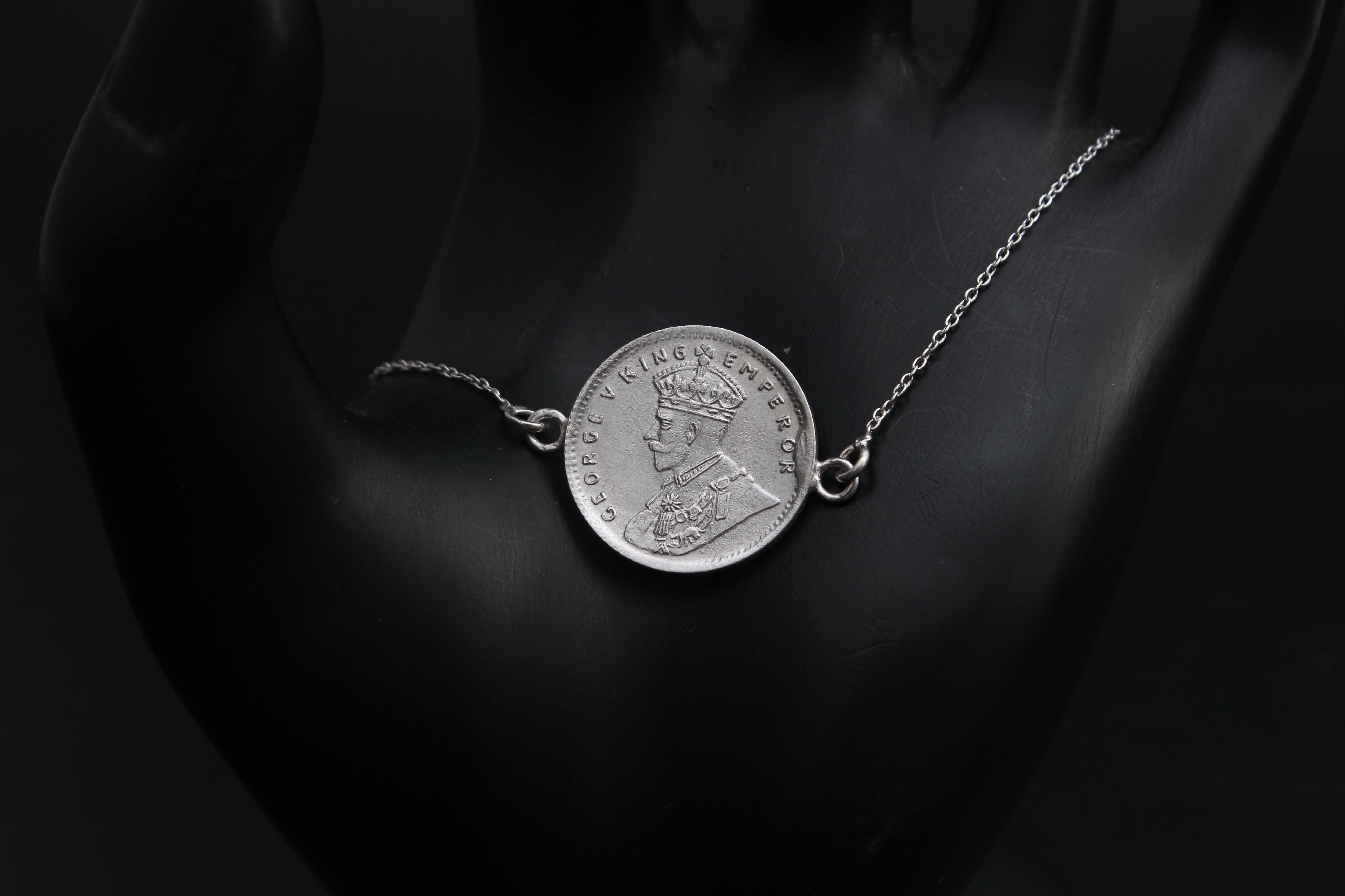 1/4 Rupee India 1938 George VI King Emperor Silver Coin Bracelet - Limited to 50 Pcs