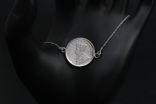 1/4 Rupee India 1938 George VI King Emperor Silver Coin Bracelet - Limited to 50 Pcs