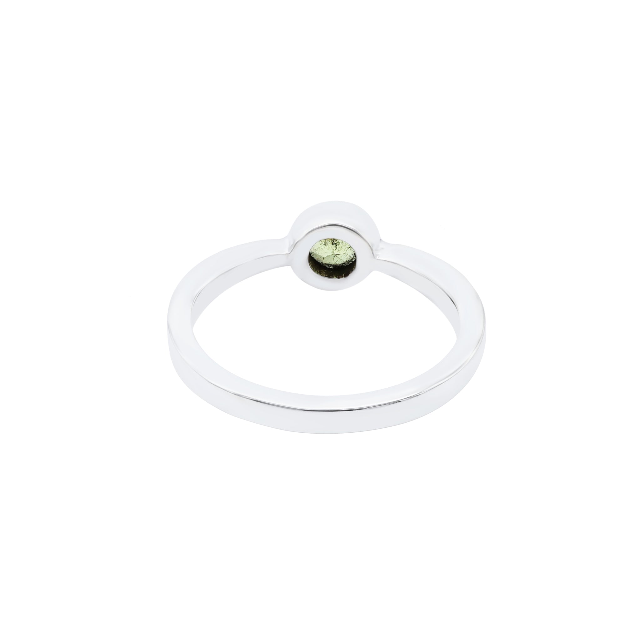 Natural Round Peridot Ring in Bezel Set