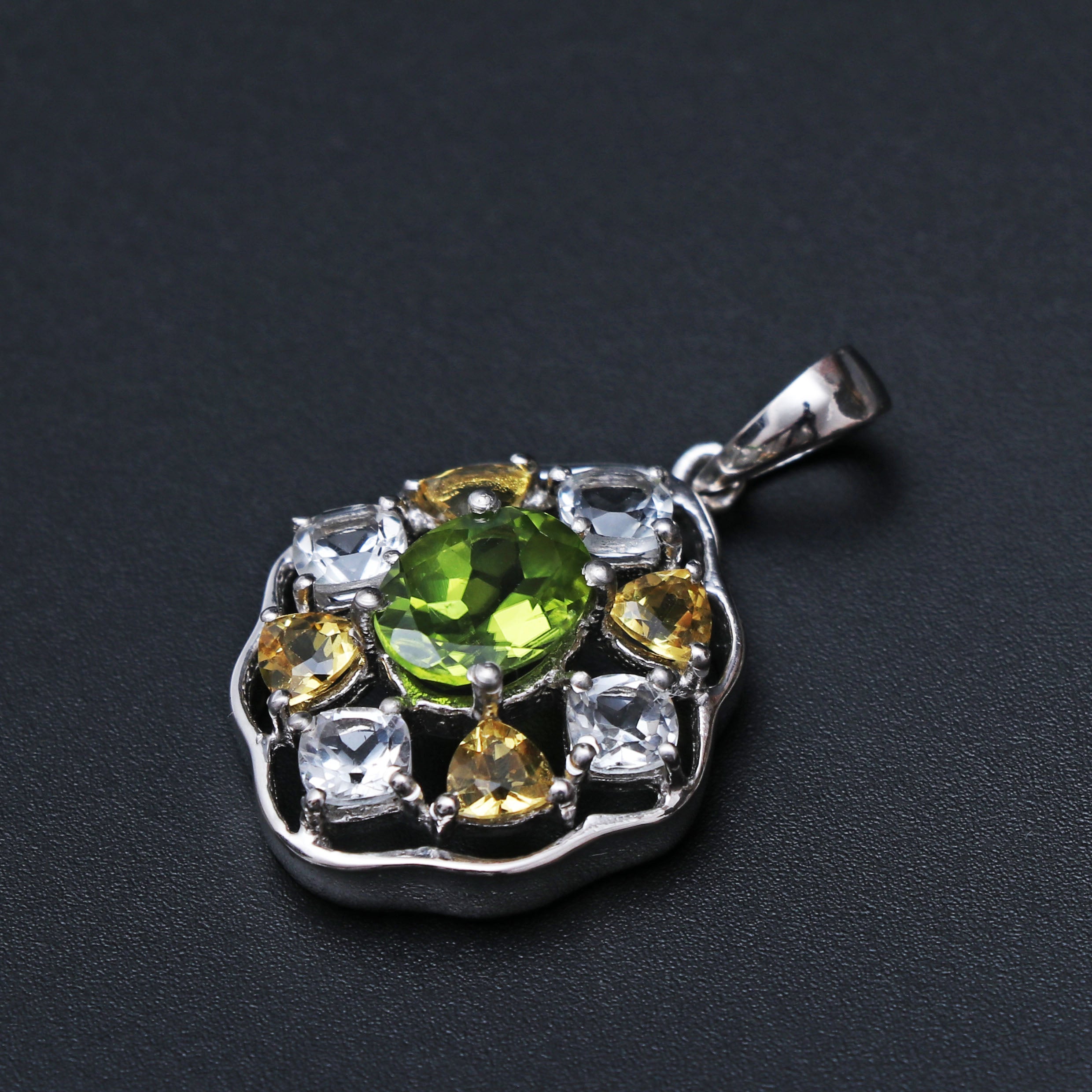 Peridot Beryl White Topaz Pendant