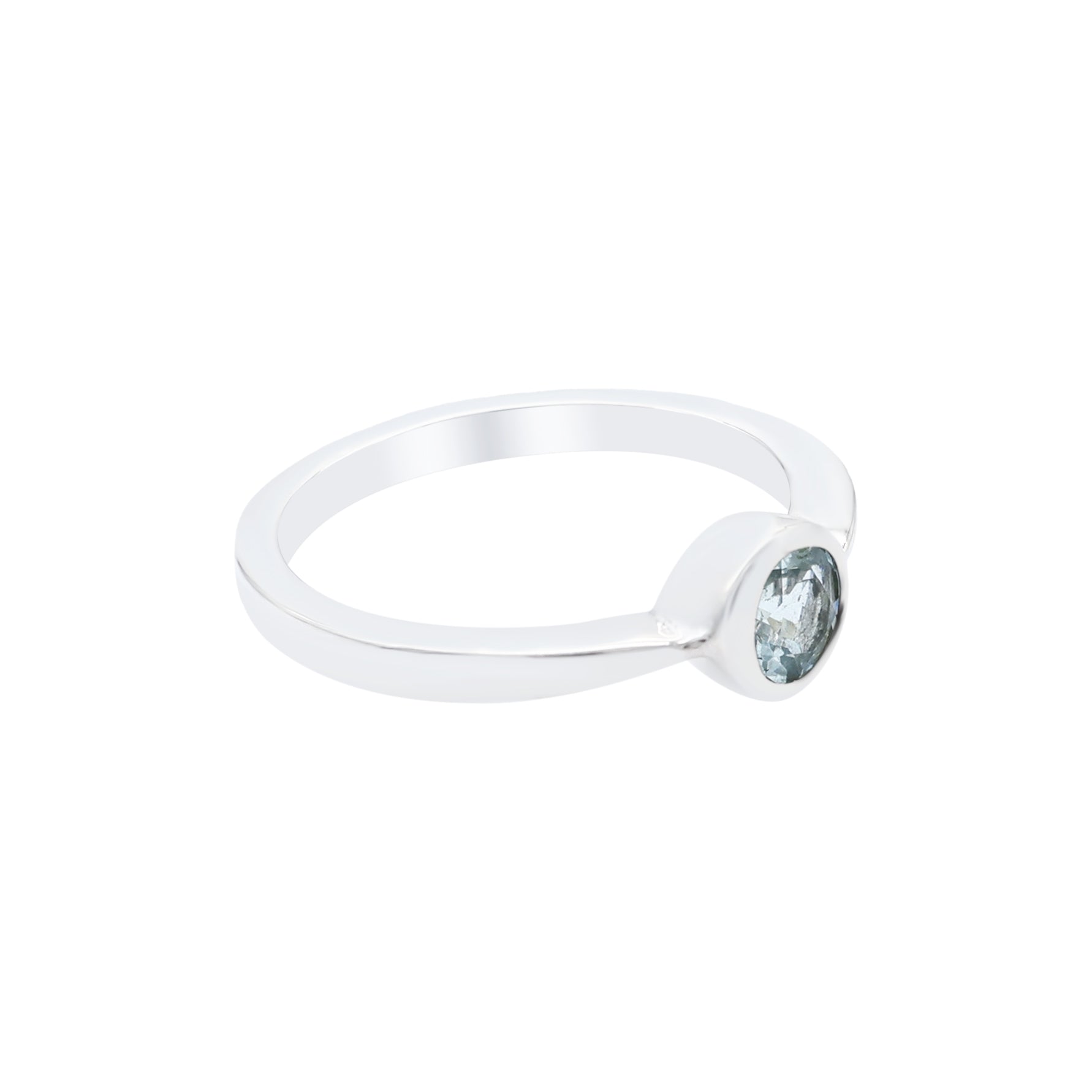 Natural Aquamarine Round Ring
