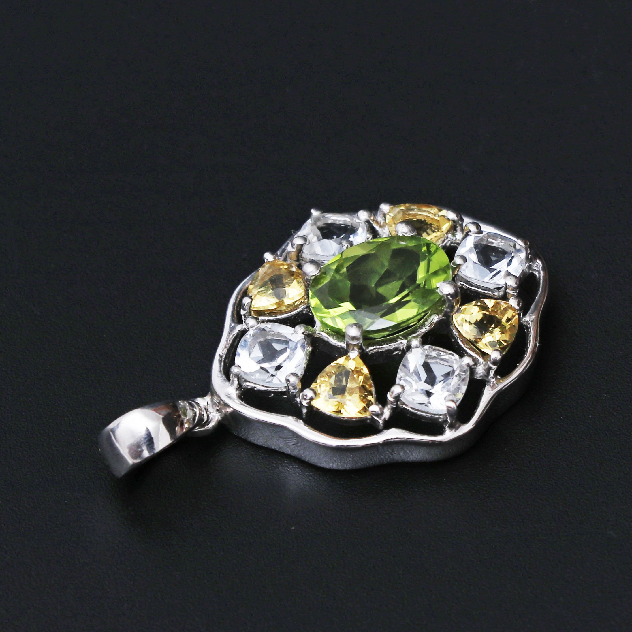 Peridot Beryl White Topaz Pendant
