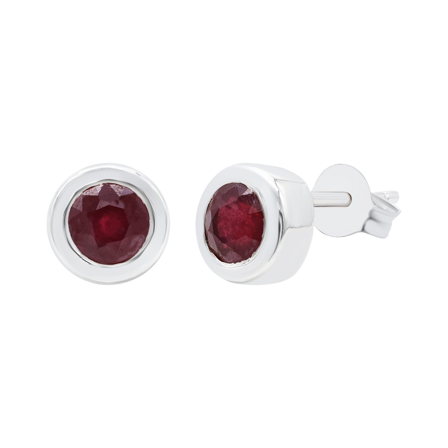 Garnet Round Stud Earrings