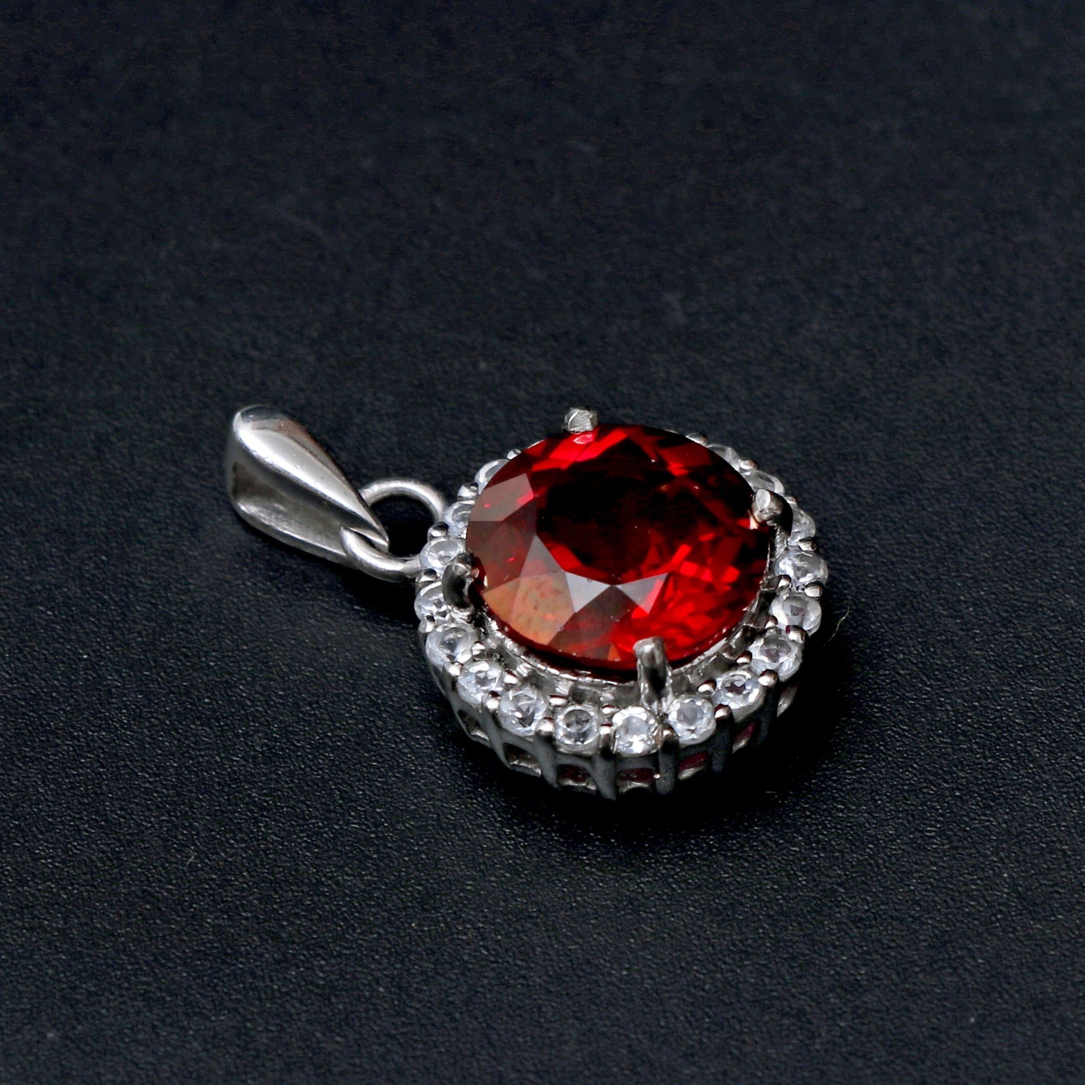 Red Coated and White Topaz Pendant