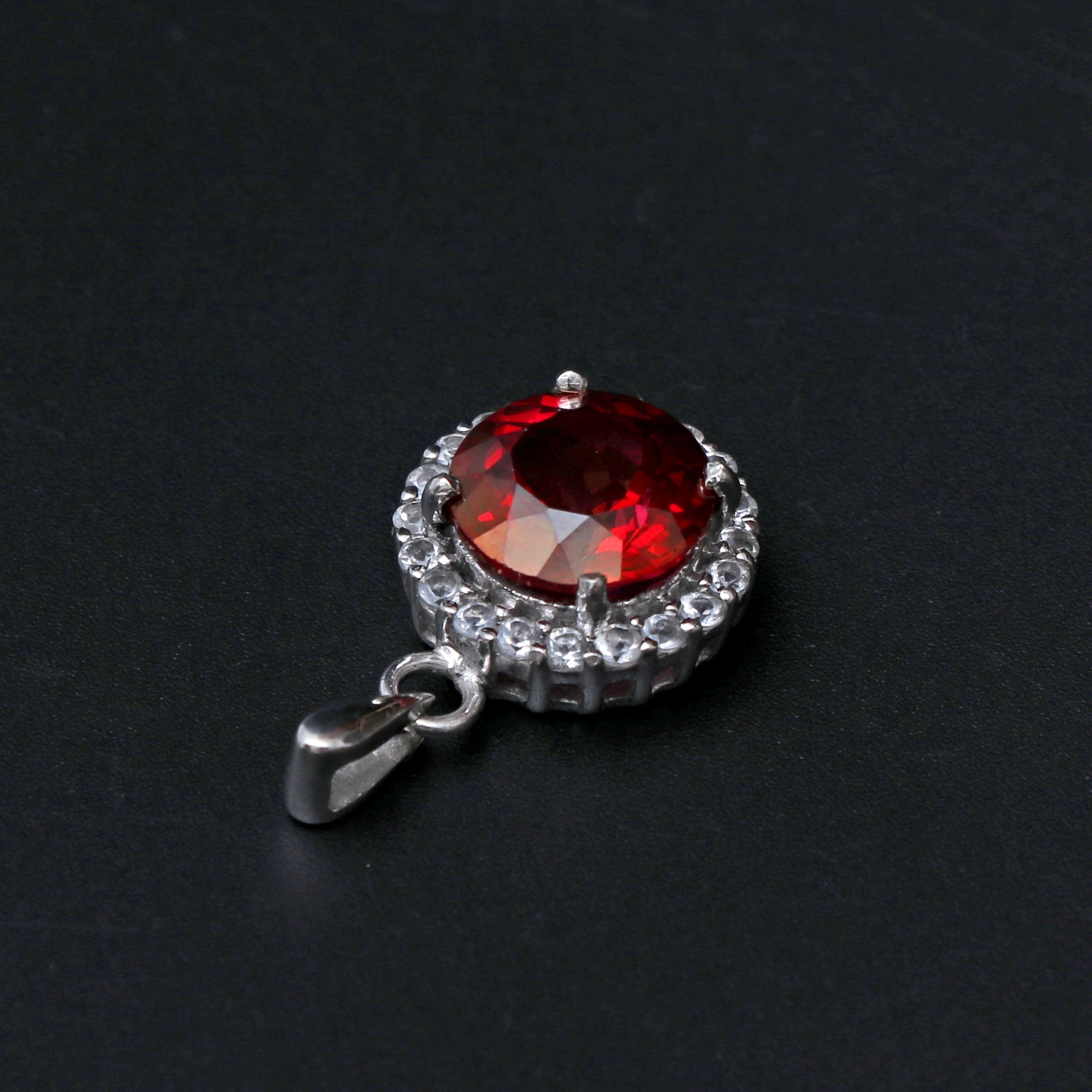 Red Coated and White Topaz Pendant