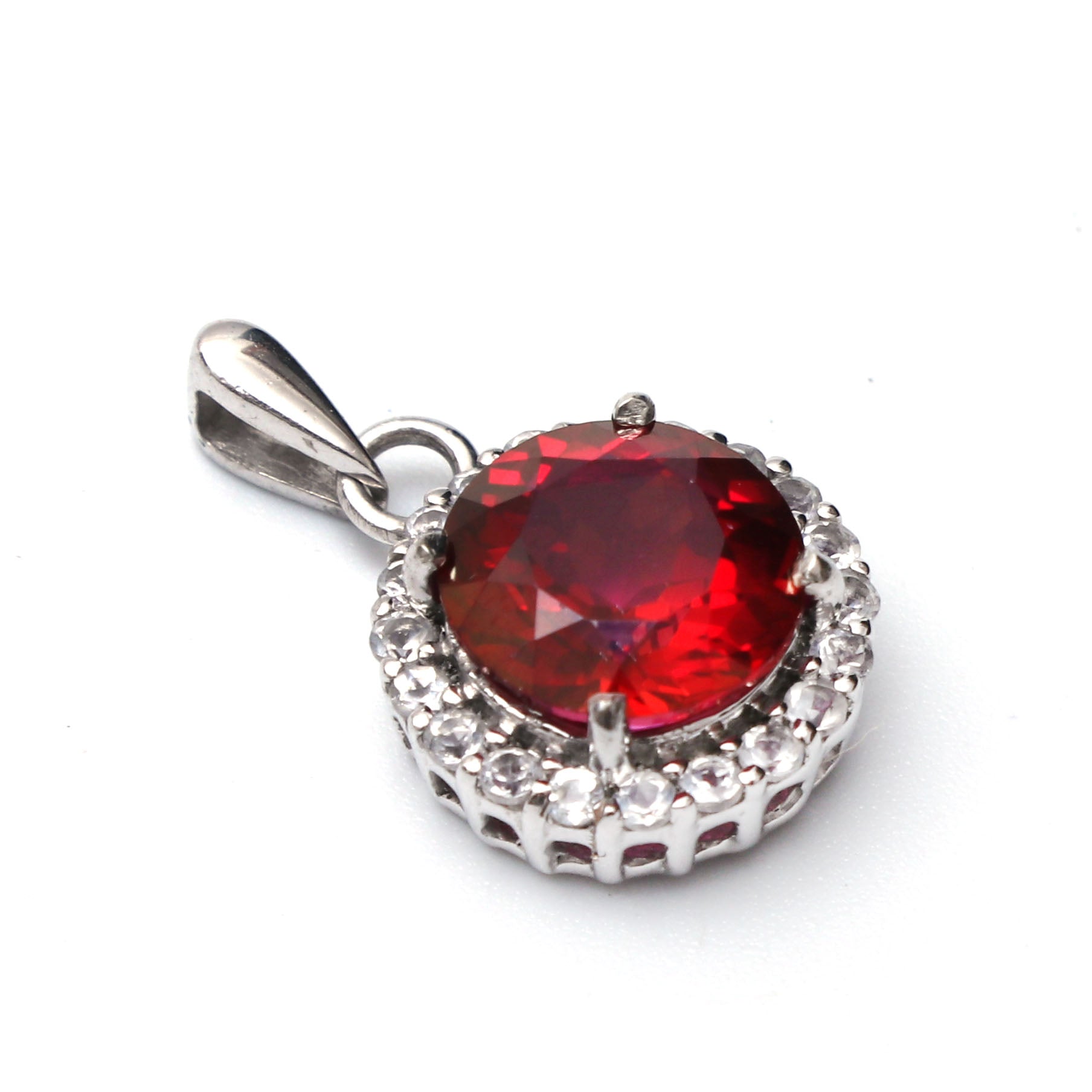 Red Coated and White Topaz Pendant