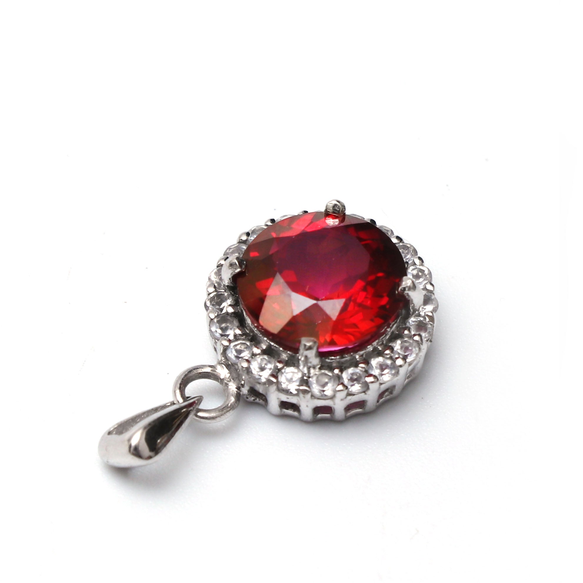 Red Coated and White Topaz Pendant