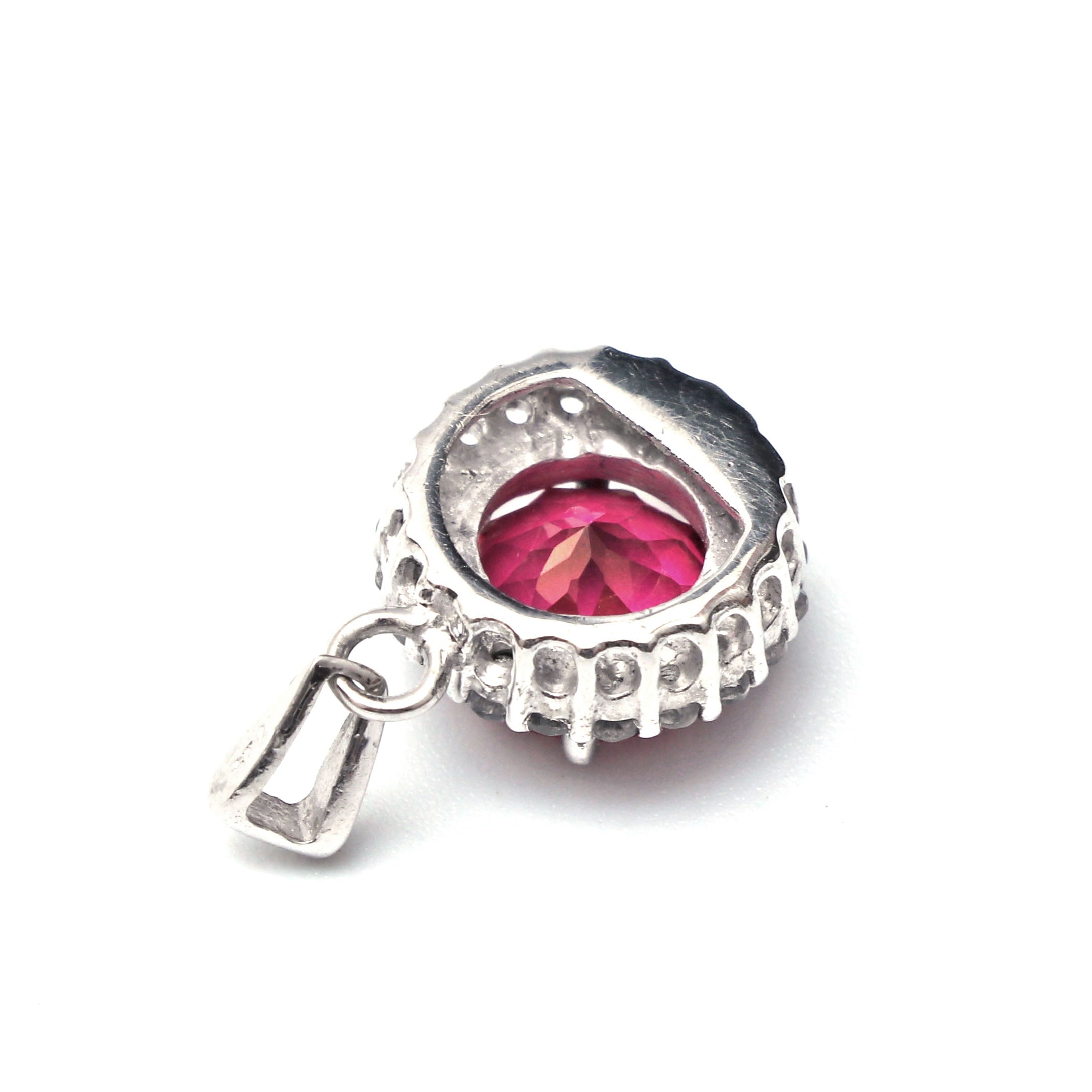 Red Coated and White Topaz Pendant