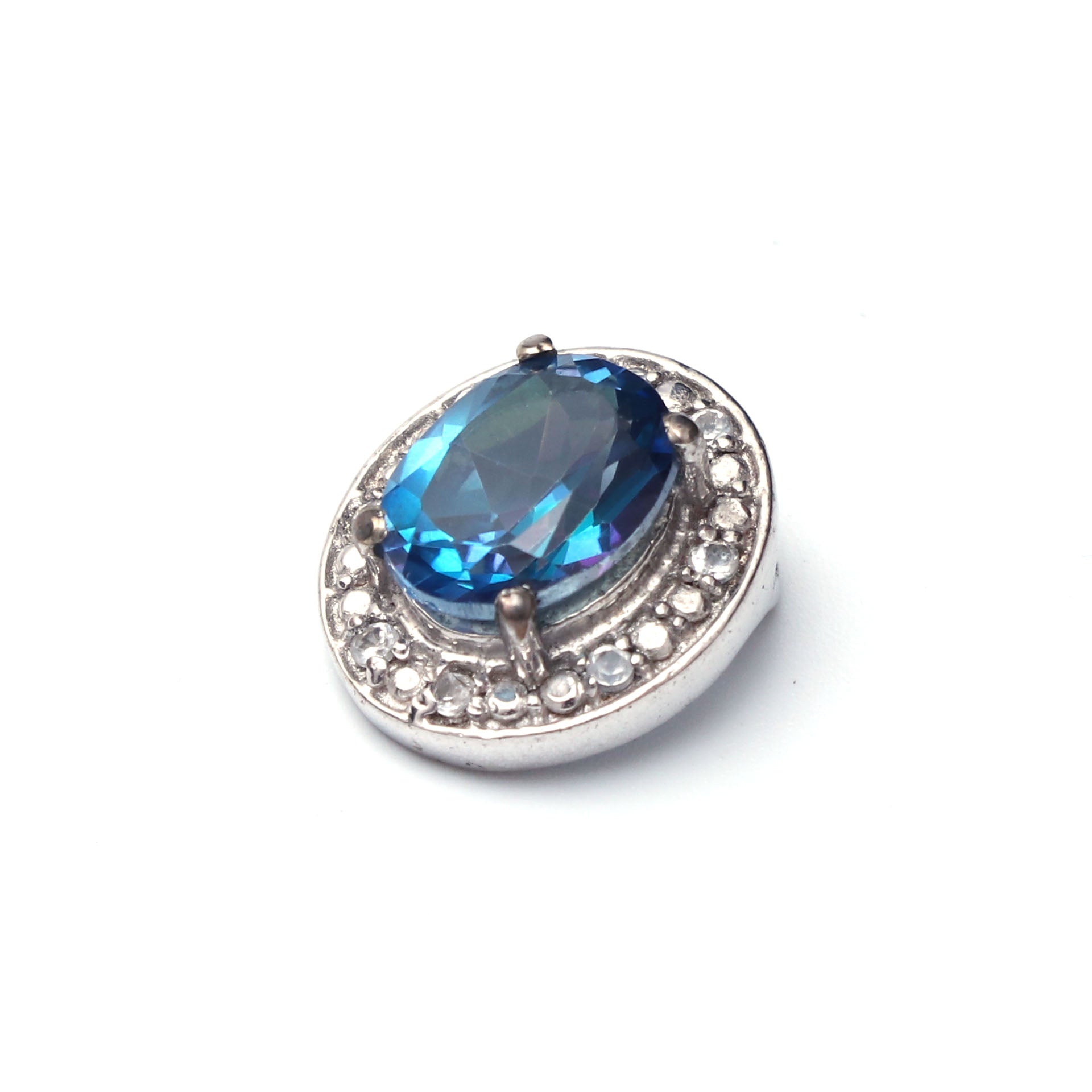 Coated Topaz, White Topaz Pendant