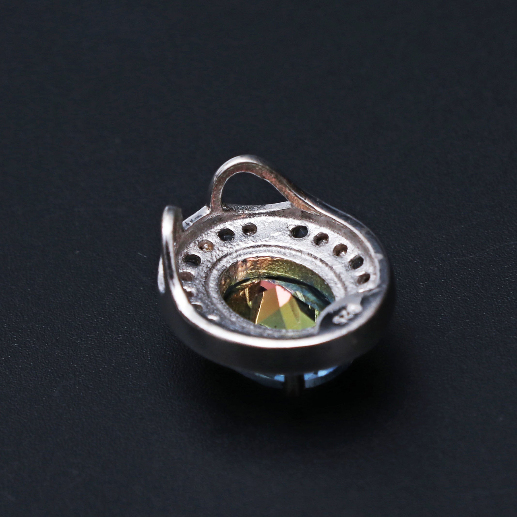 Coated Topaz, White Topaz Pendant