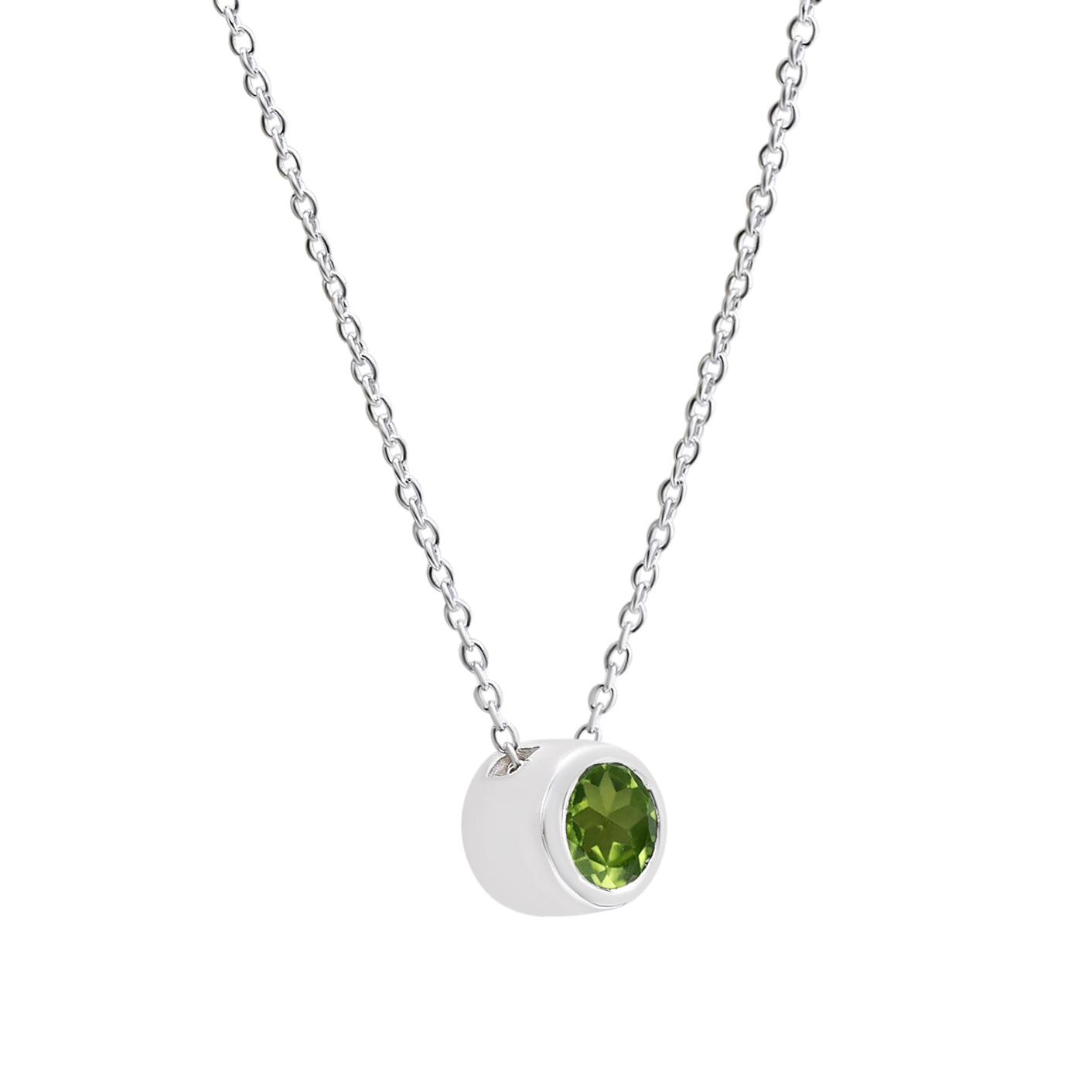 Natural Peridot Round Pendant With Chain