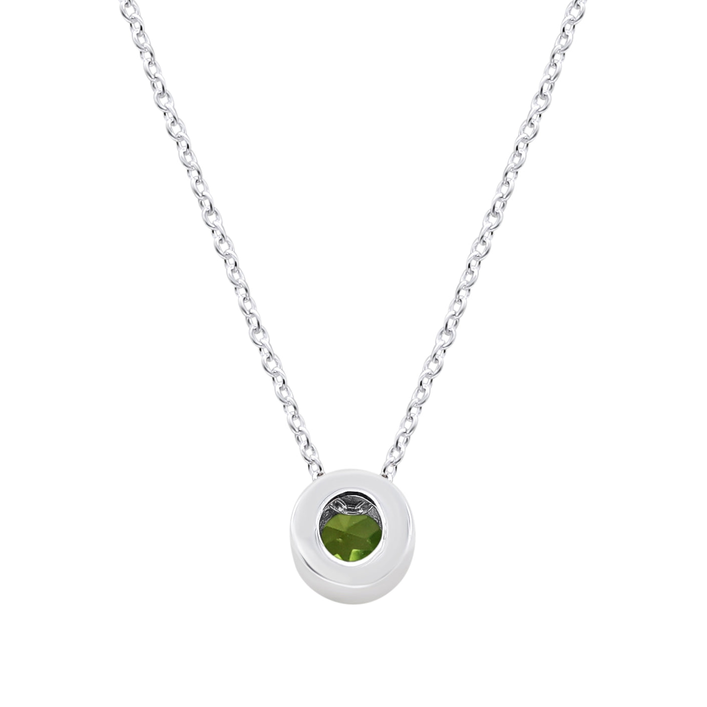 Natural Peridot Round Pendant With Chain