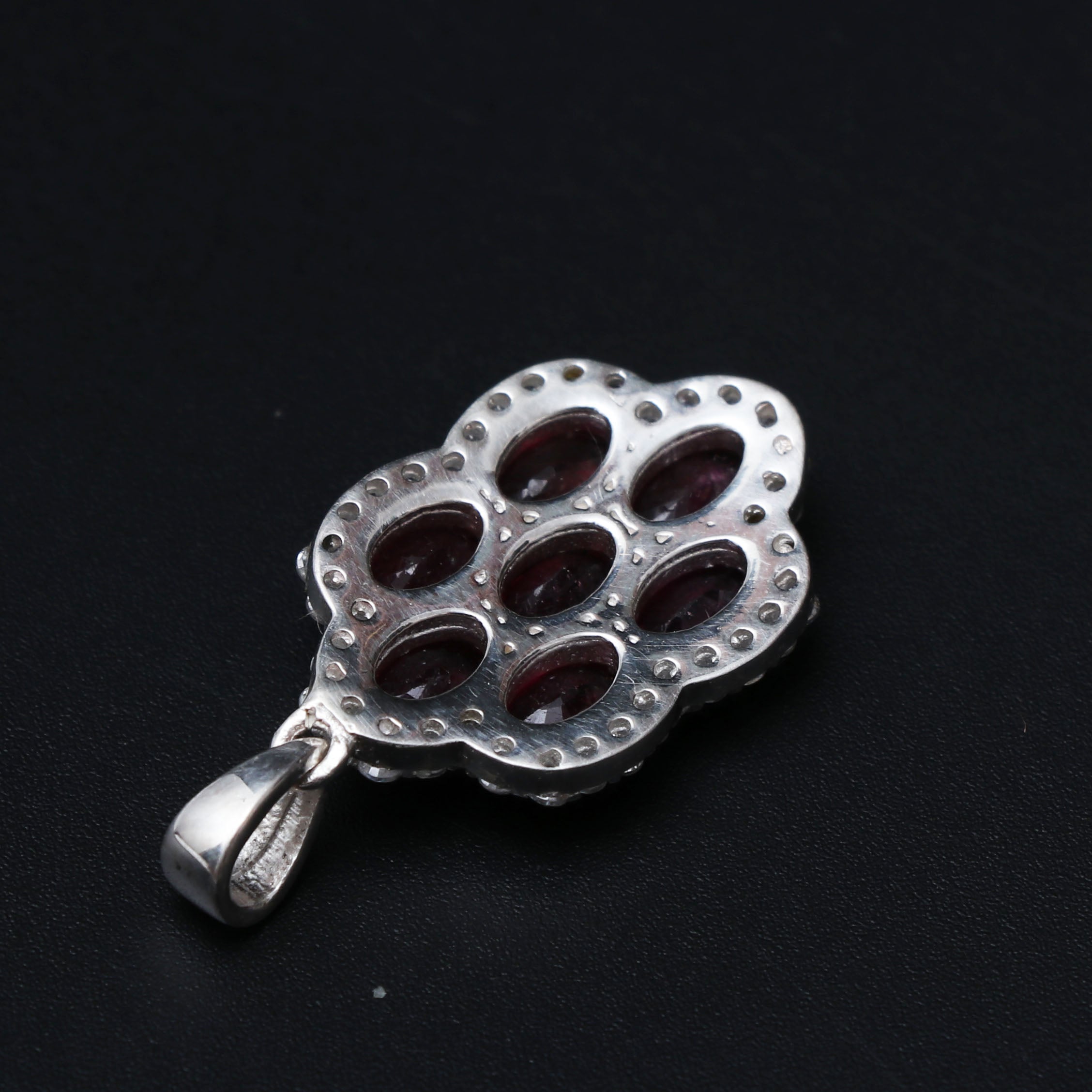 Natural Ruby and Cz Pendant With Chain