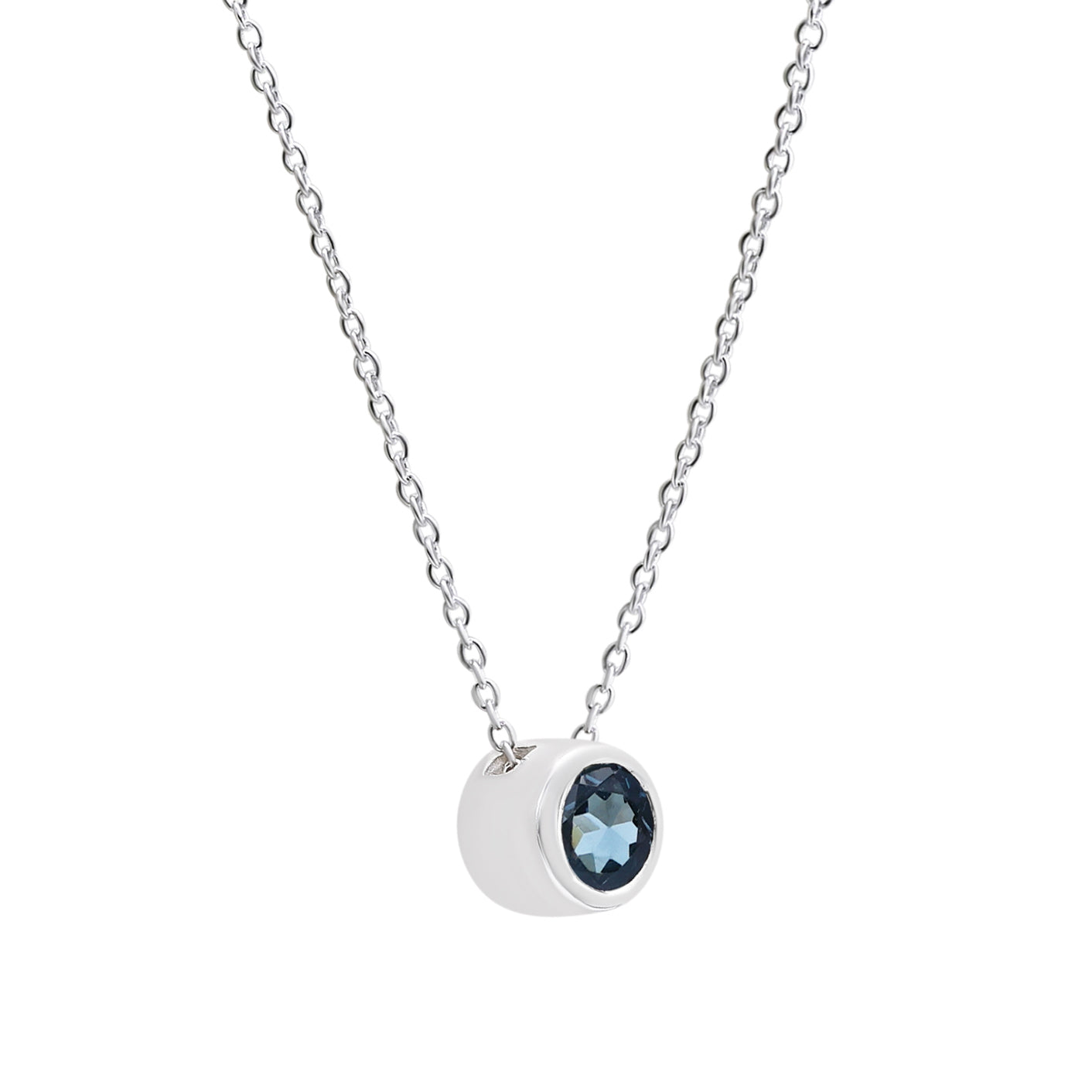 Swiss Blue Topaz Pendant With Chain