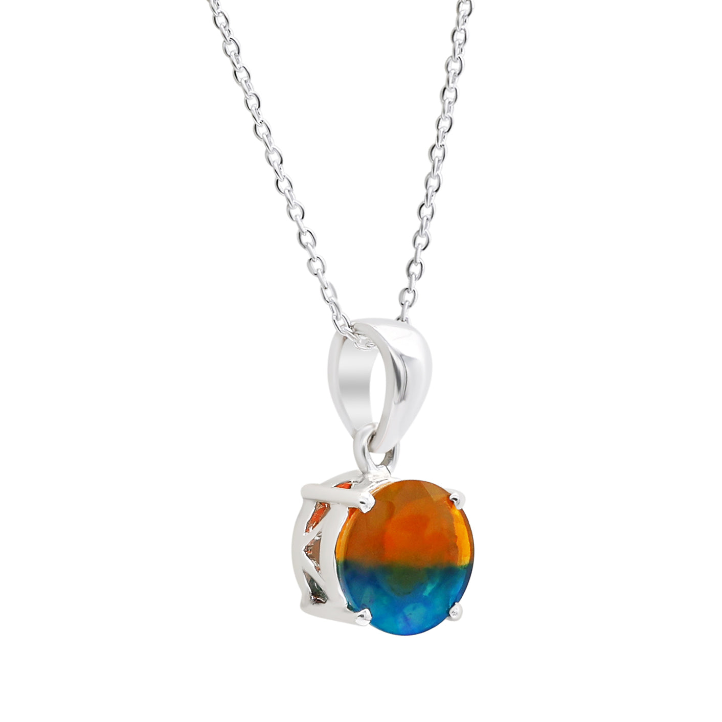 Peacock Opal Round Pendant With Chain