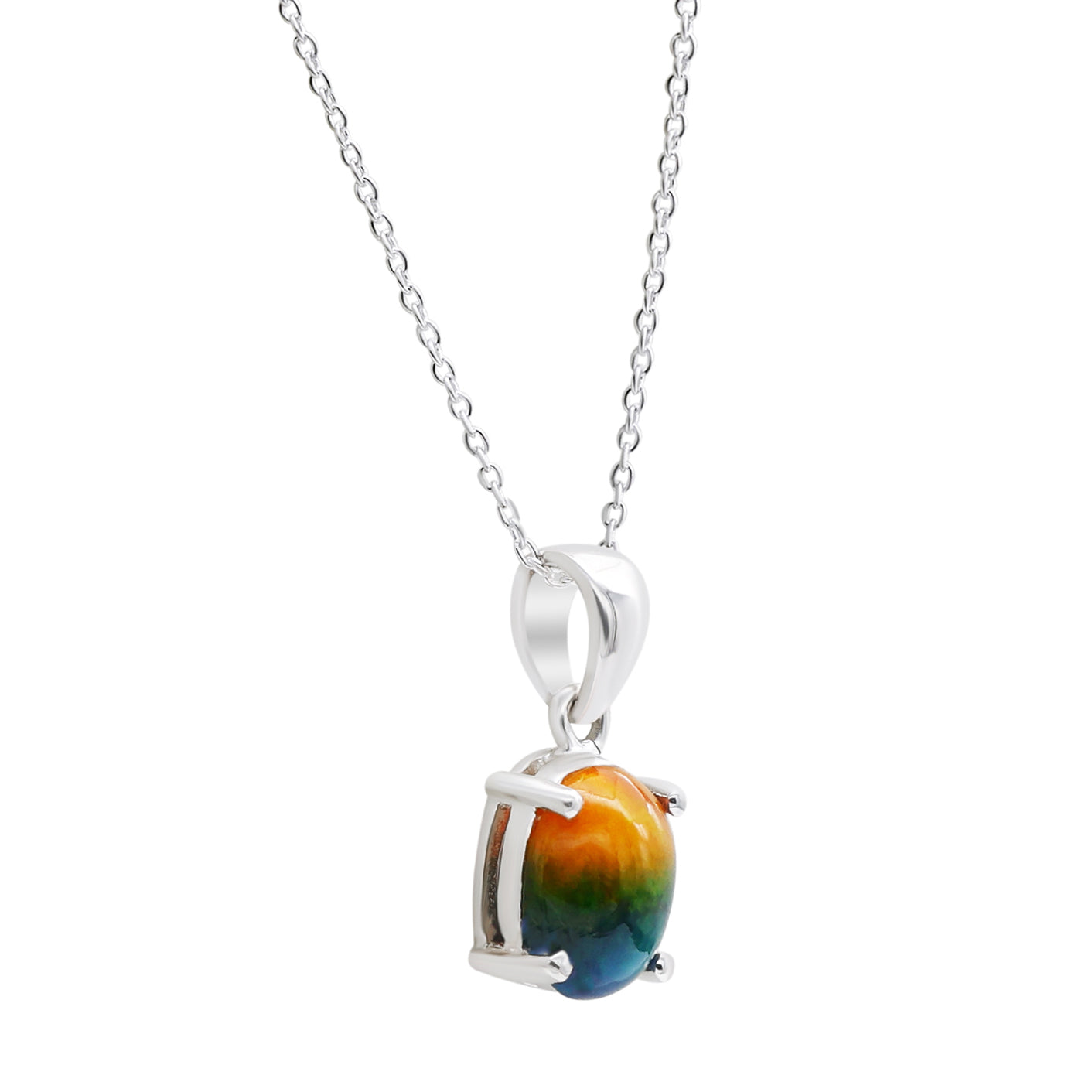 Peacock Opal Oval Pendant With Chain