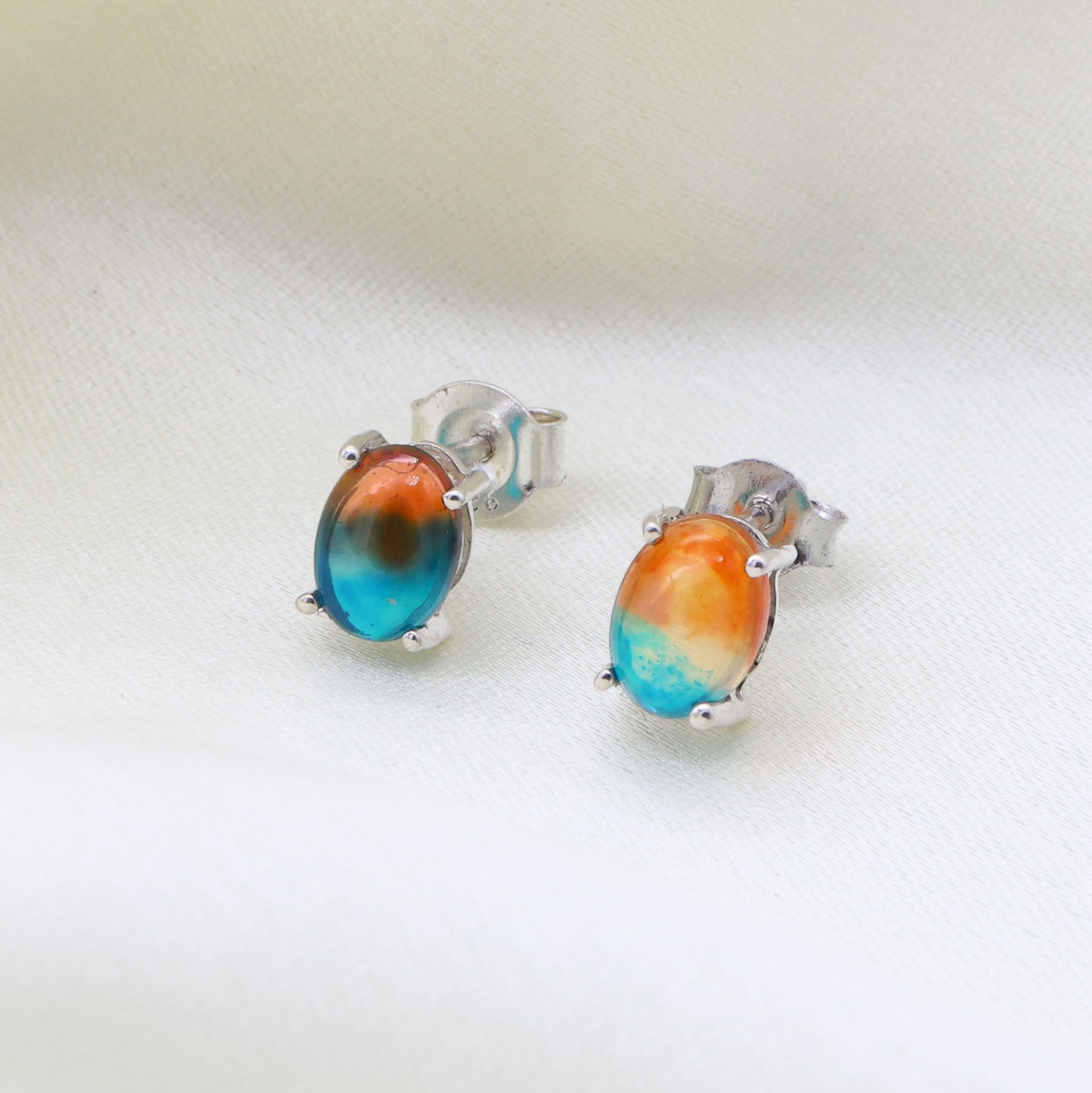 Peacock Opal Stud Earrings