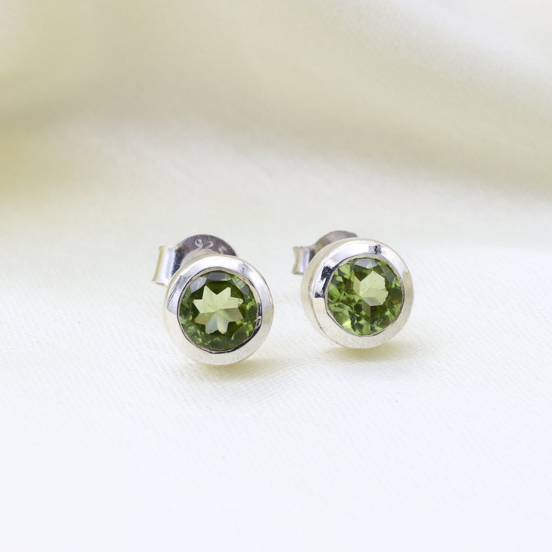 Green Peridot Stud Earrings