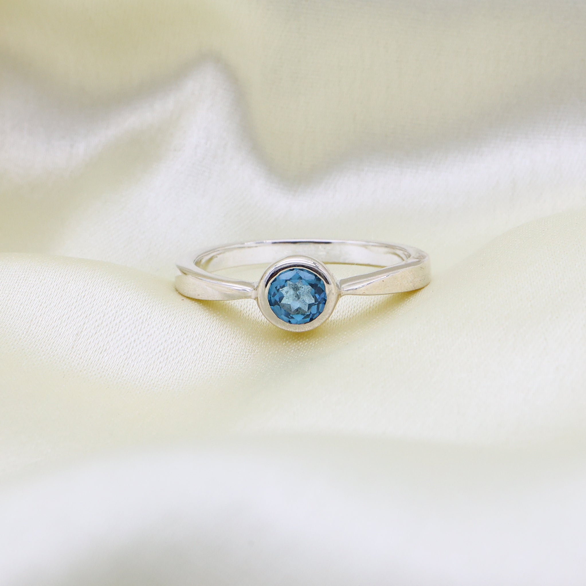 Swiss Blue Topaz Round Ring