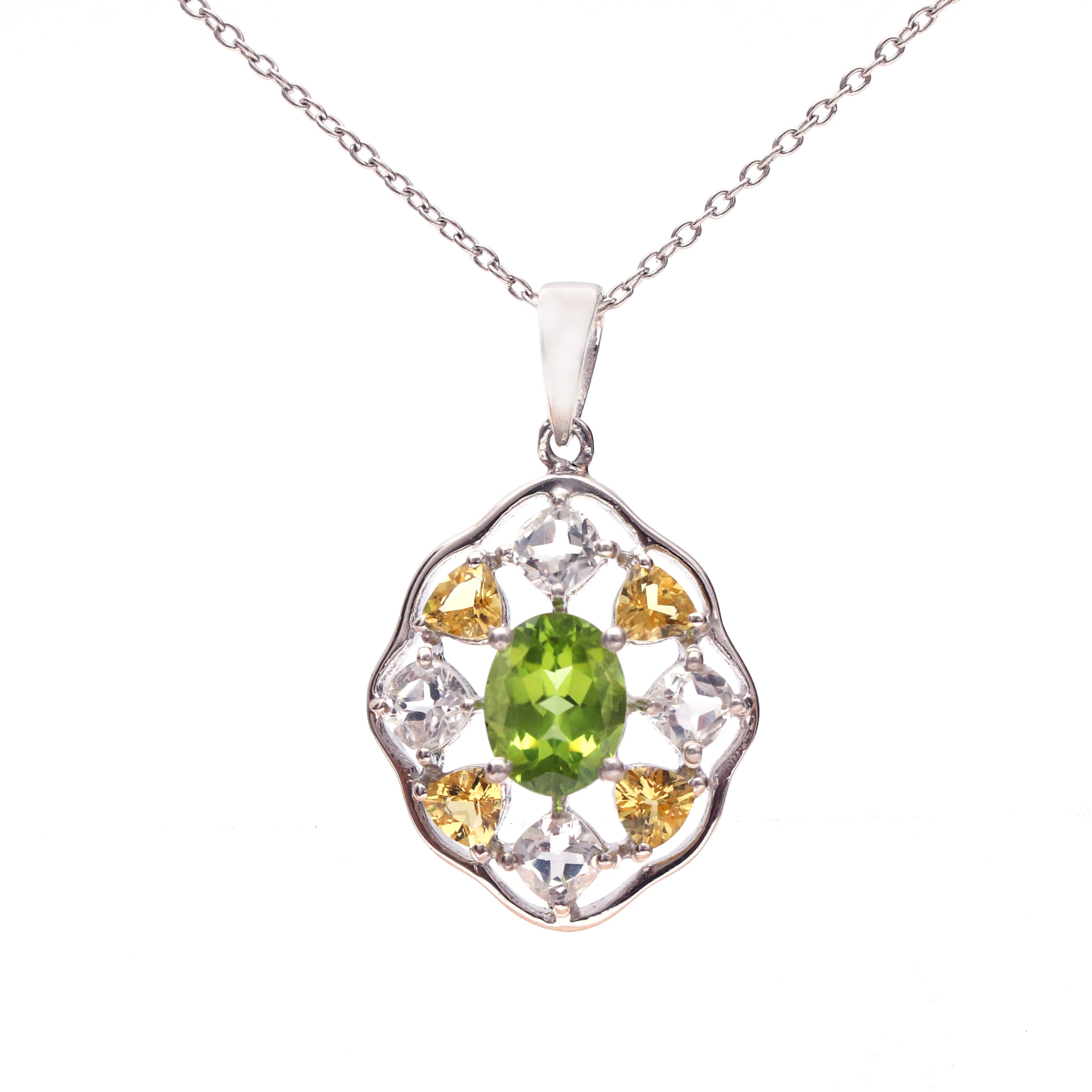Peridot Beryl White Topaz Pendant