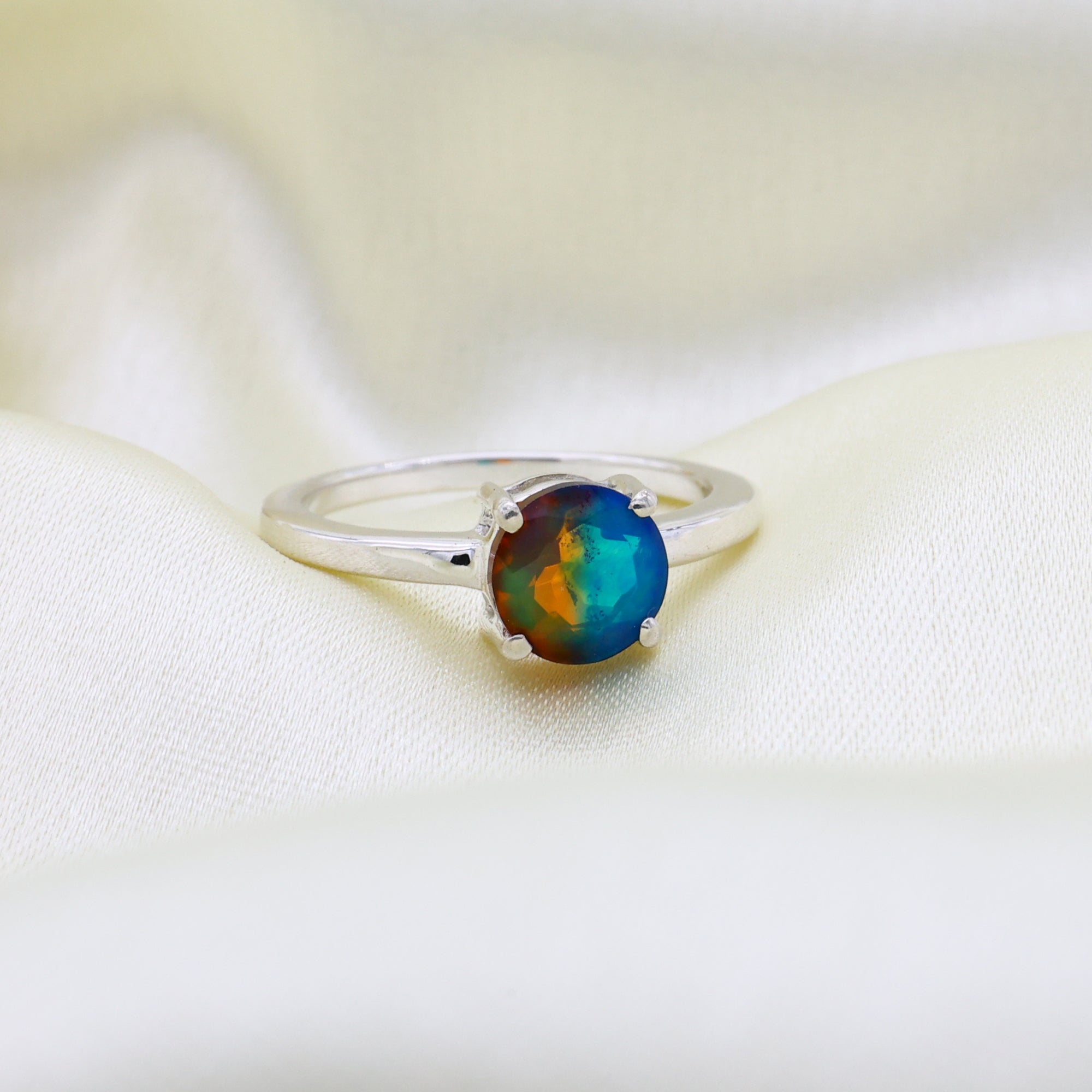 Peacock Opal Round Ring
