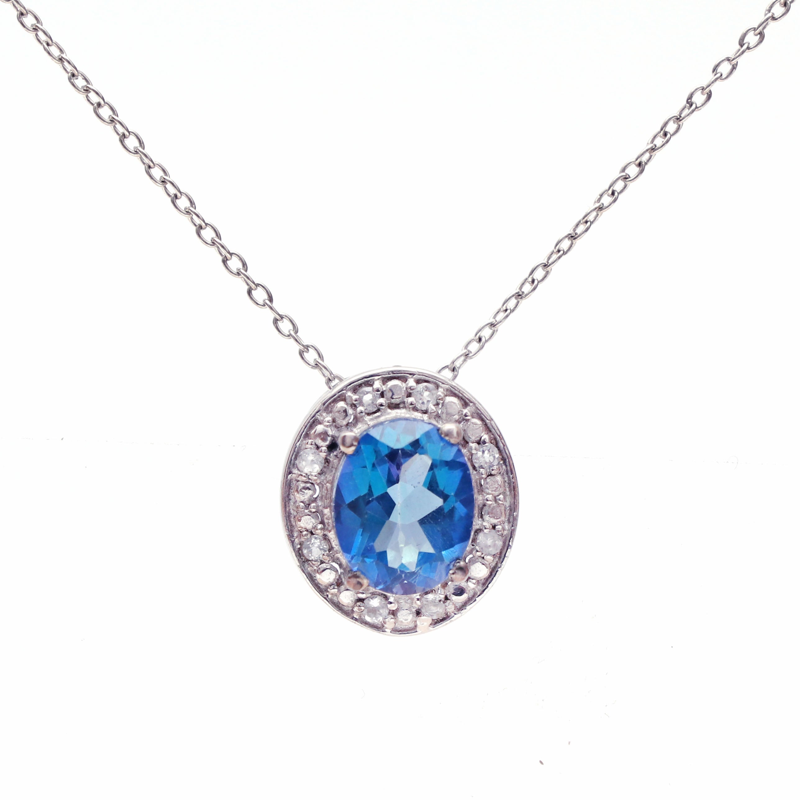 Coated Topaz, White Topaz Pendant