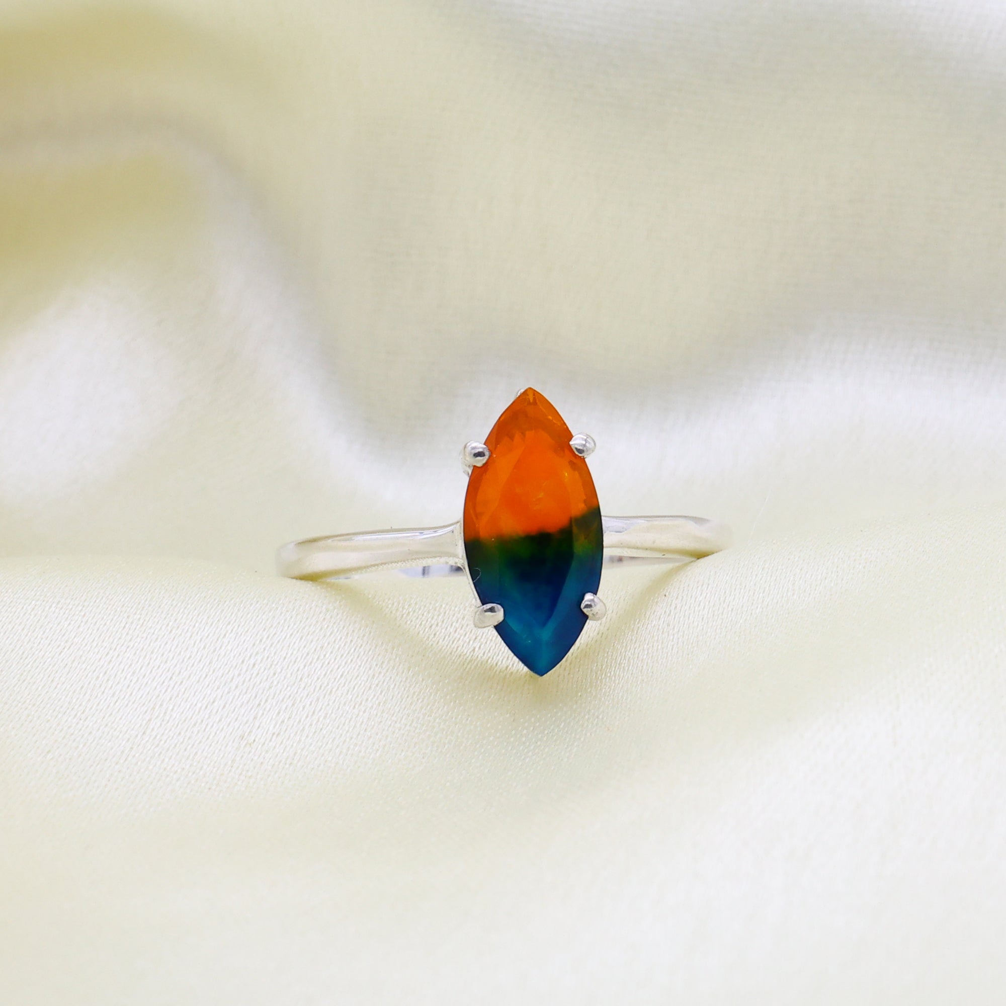 Peacock Opal Marquise Ring