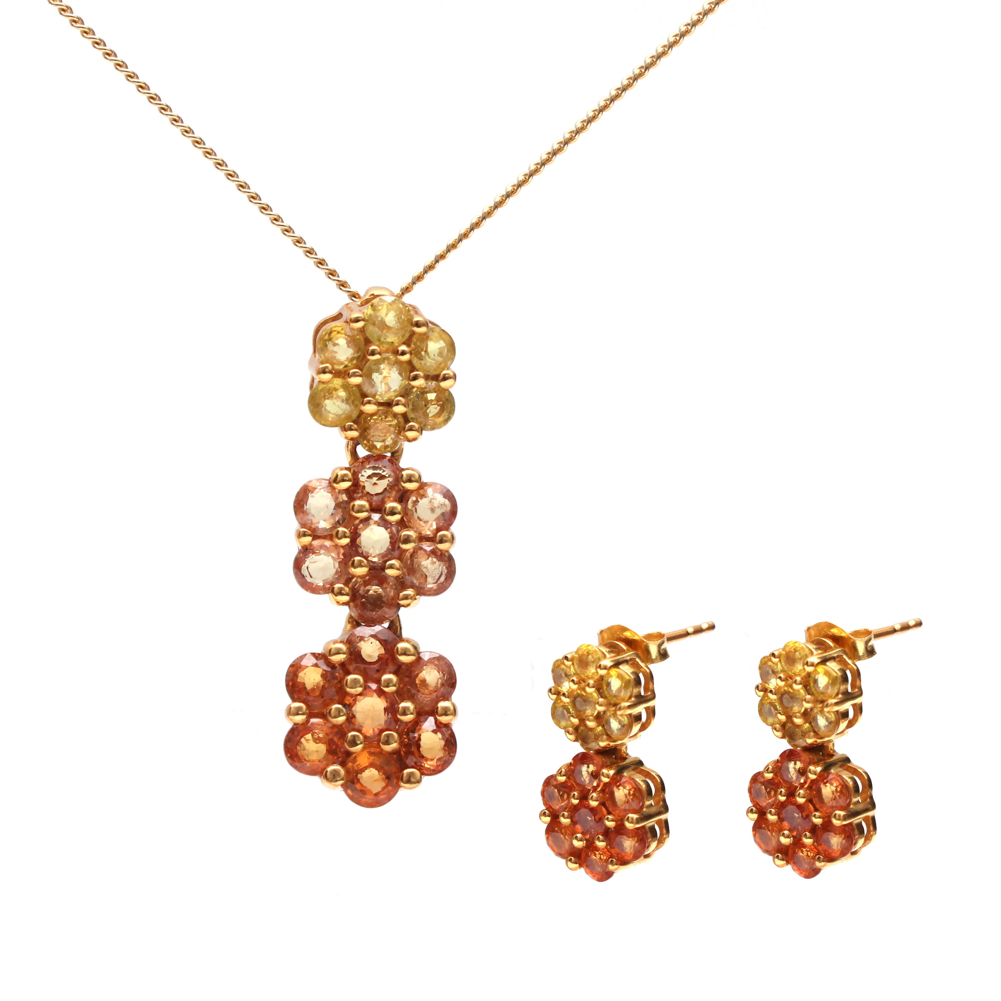 Natural Yellow Sapphire Pendant Earring Set