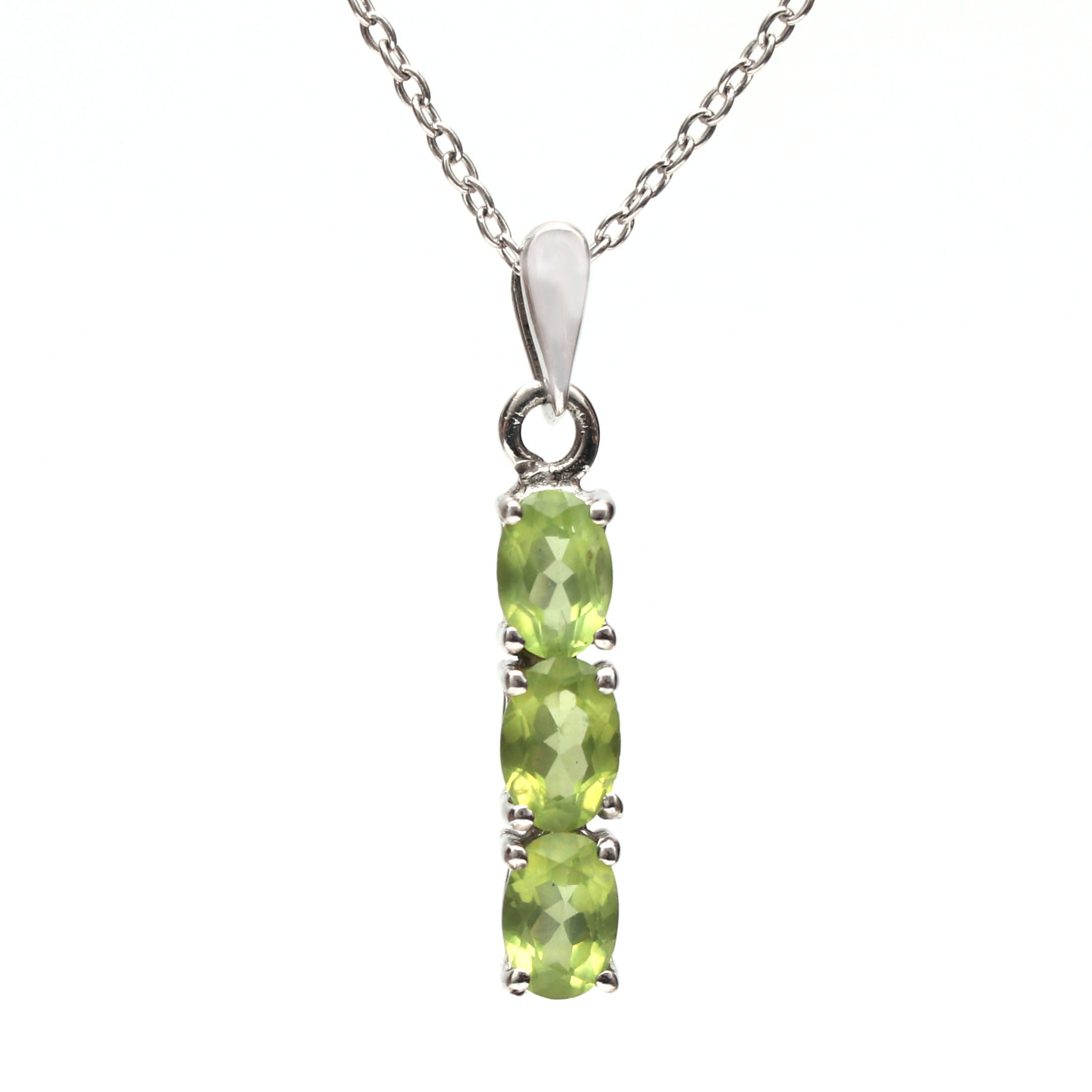 Natural Green Peridot Pendant With Chain
