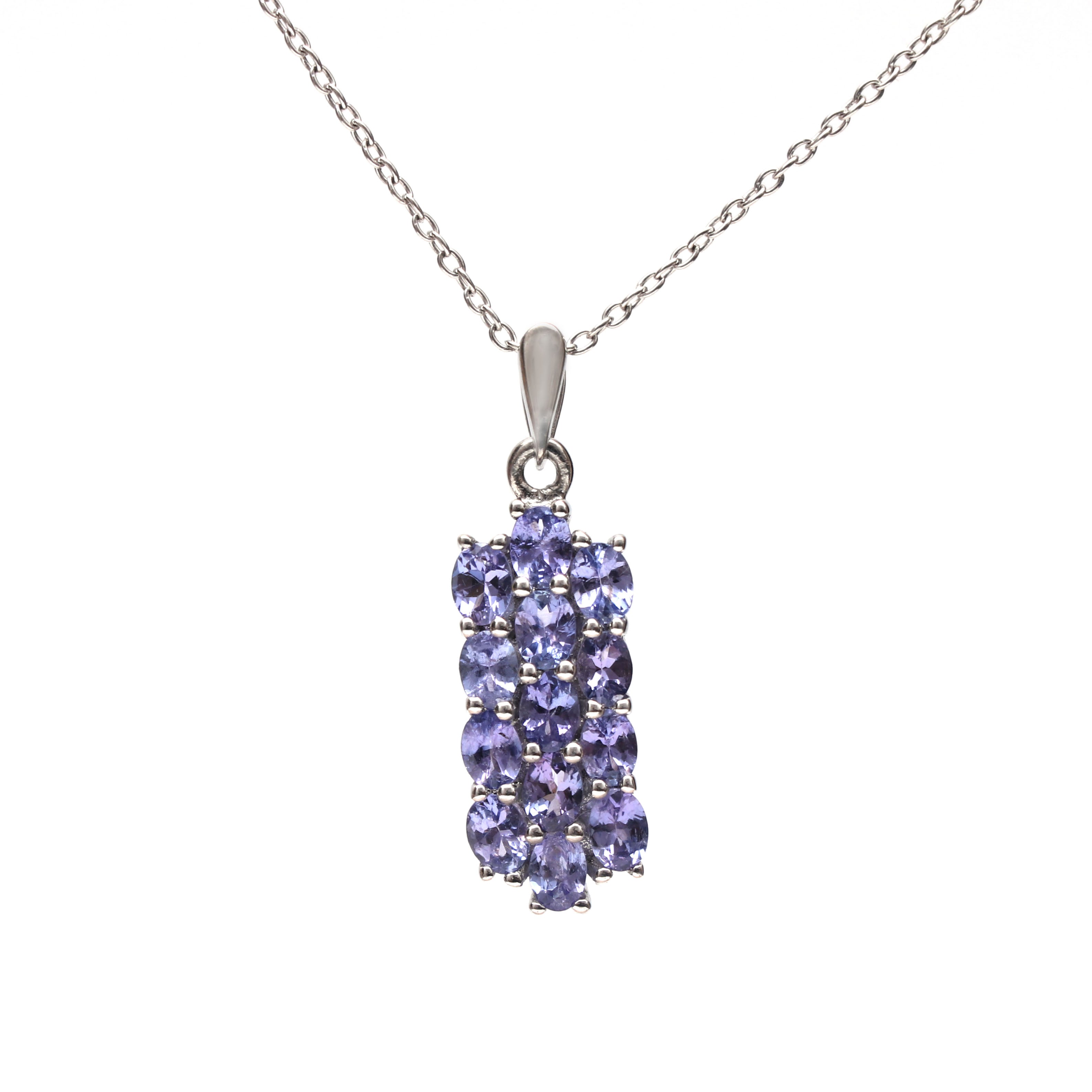 Natural Blue Tanzanite Pendant With Chain